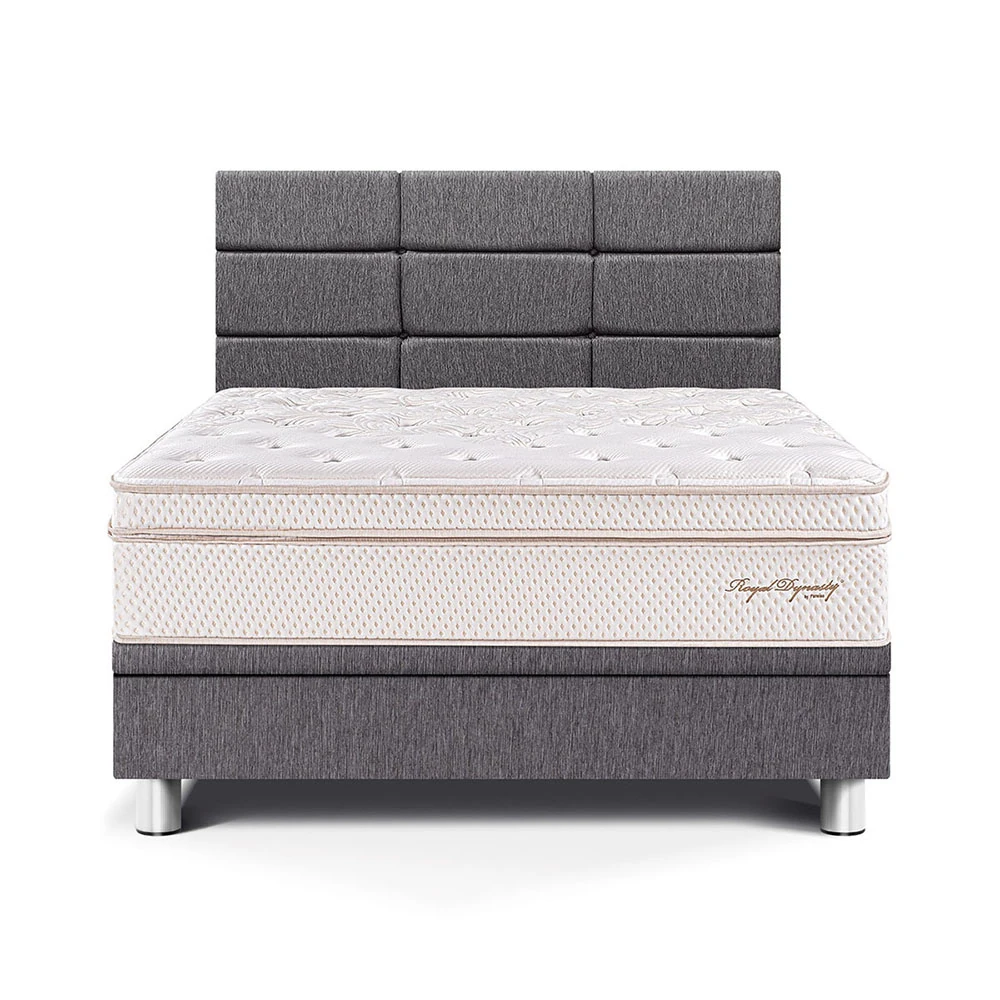 DORMITORIO BOXET PARAÍSO ROYAL DYNASTY BLOCKS 1.5 PLAZAS GRIS + 1 ALMOHADA VISCOELÁSTICA - 1