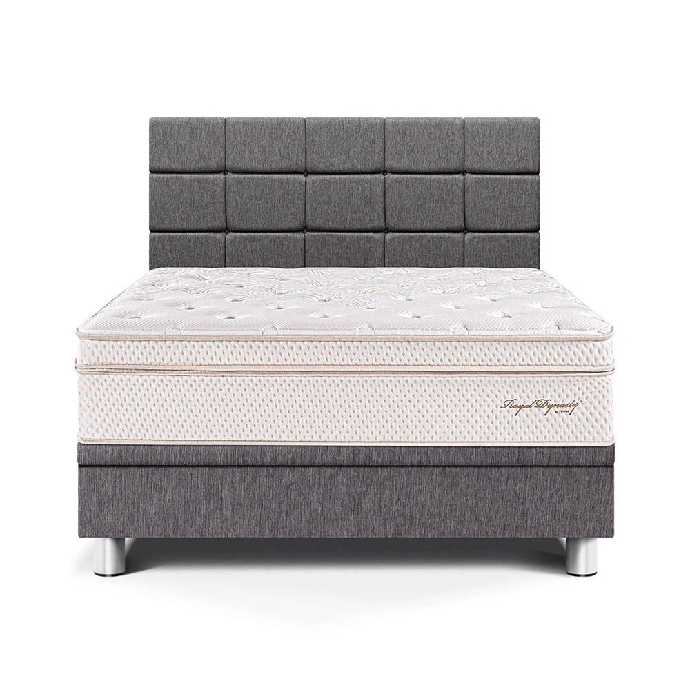 DORMITORIO BOXET PARAÍSO ROYAL DYNASTY BLOCKS QUEEN GRIS + 2 ALMOHADAS VISCOELÁSTICAS - 1