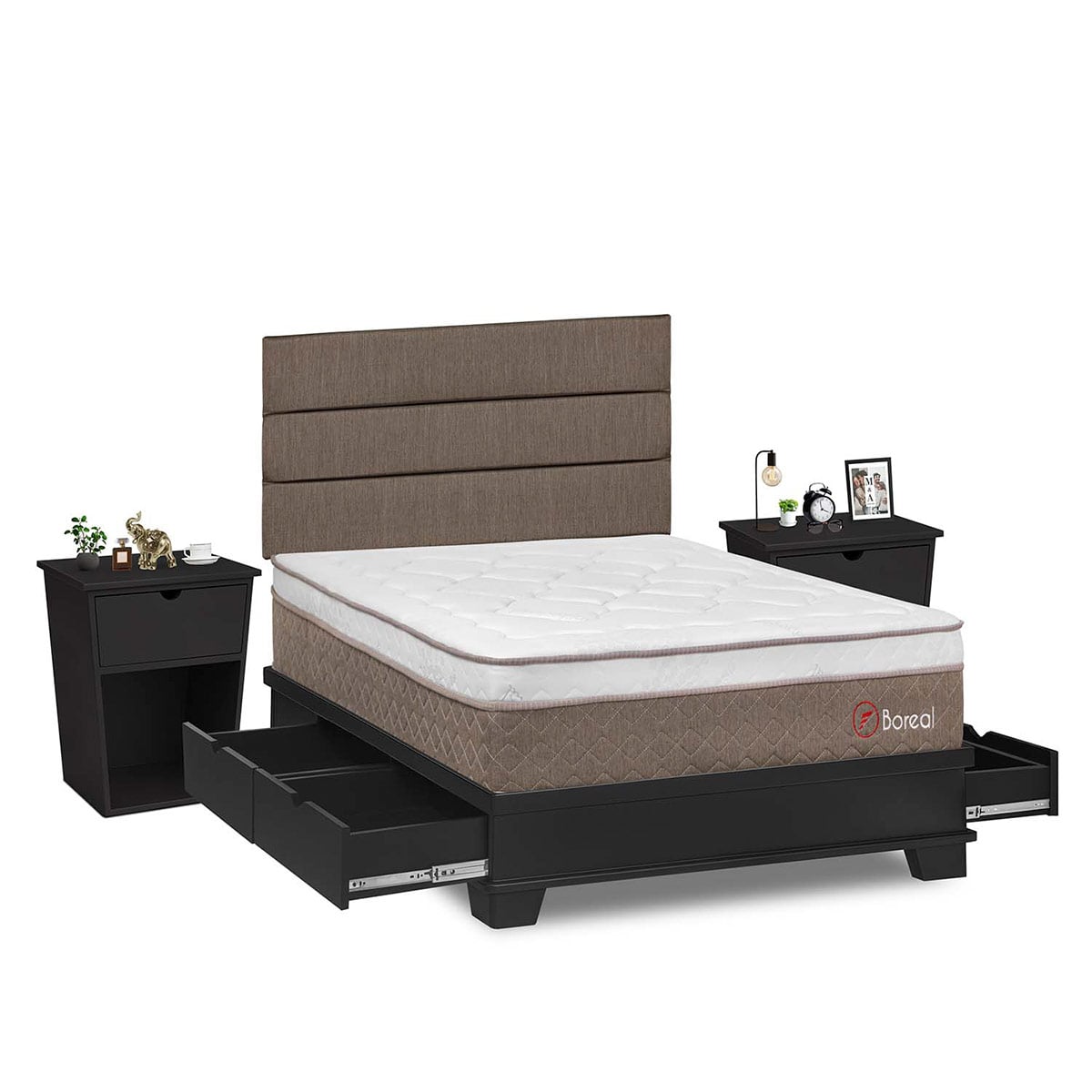 DORMITORIO CON CAJONES + VELADORES FORLI BOREAL 2 PLAZAS - 2