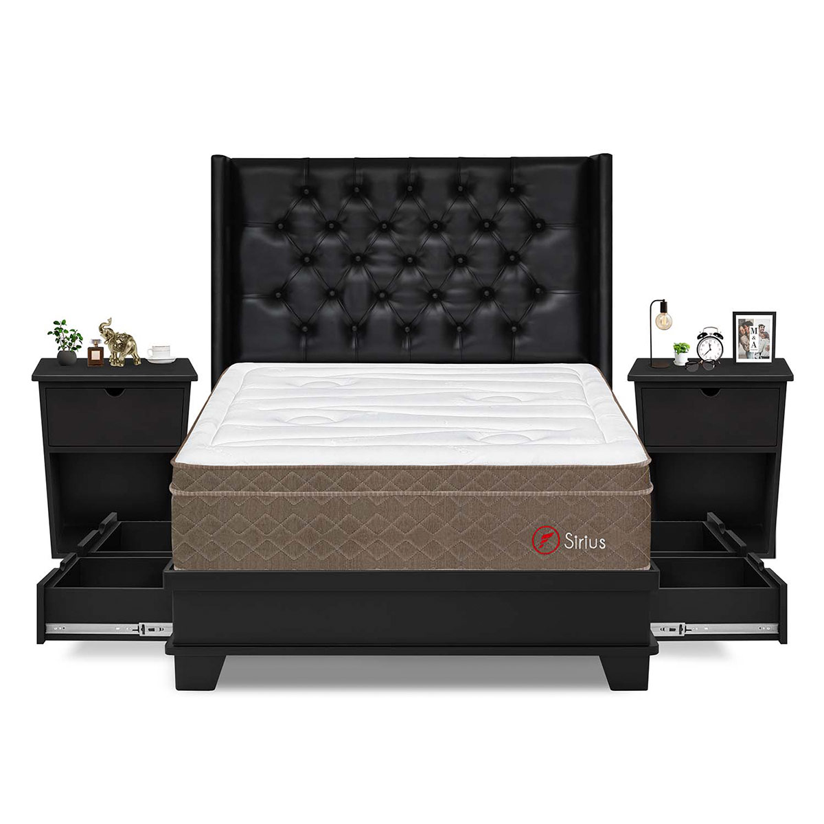 DORMITORIO CON CAJONES + VELADORES FORLI SIRIUS 2 PLAZAS - 1