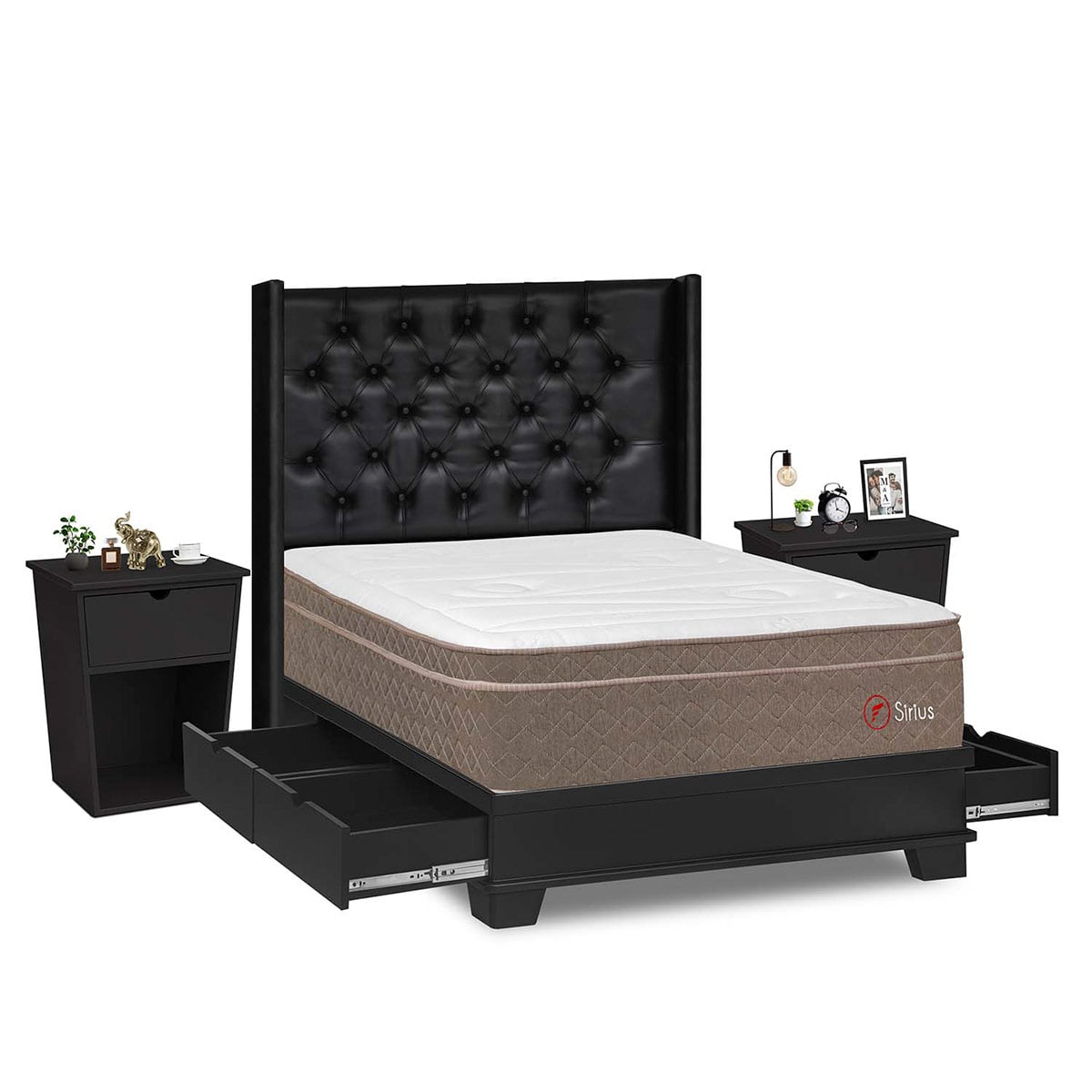DORMITORIO CON CAJONES + VELADORES FORLI SIRIUS 2 PLAZAS - 2