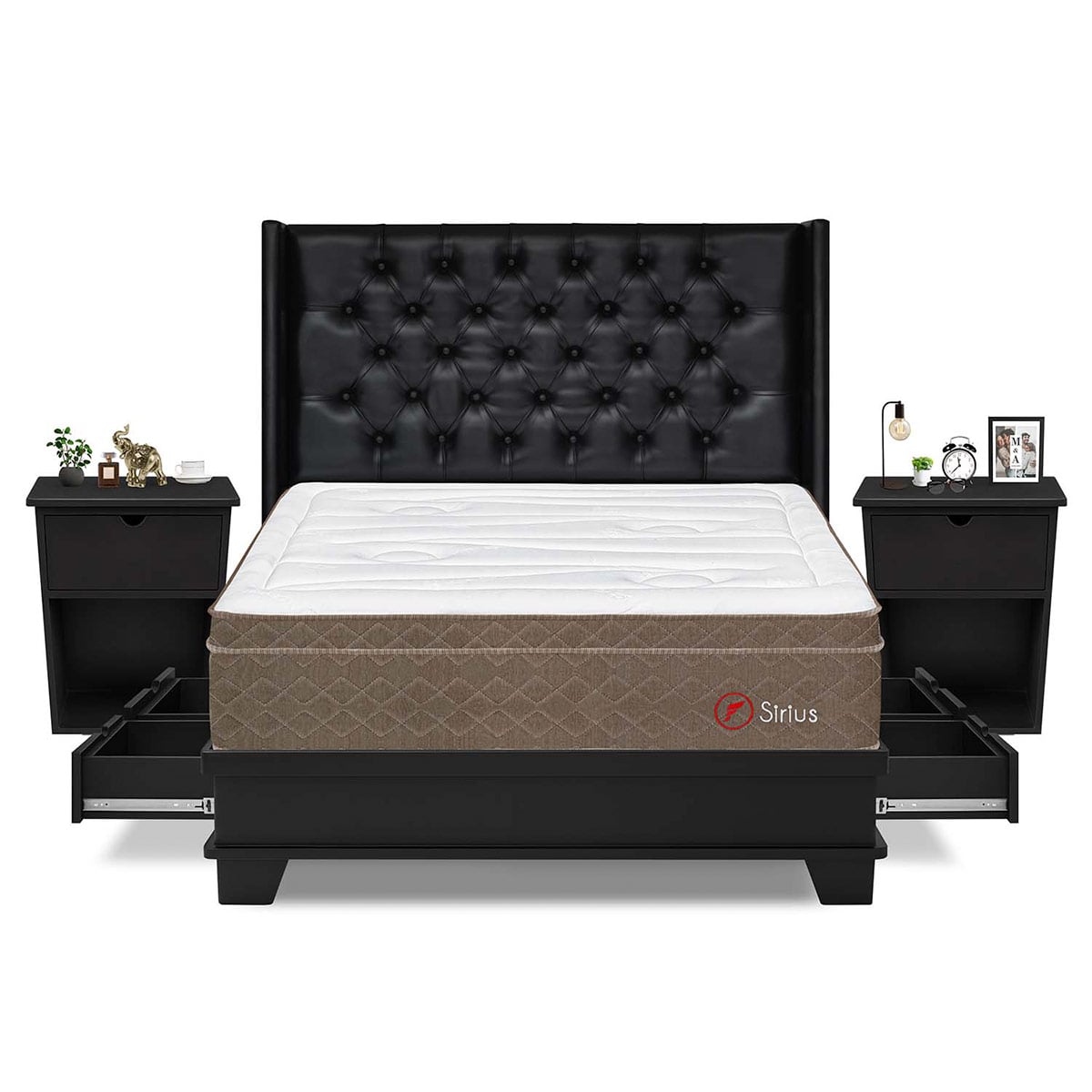 DORMITORIO CON CAJONES FORLI SIRIUS QUEEN + VELADORES - 1