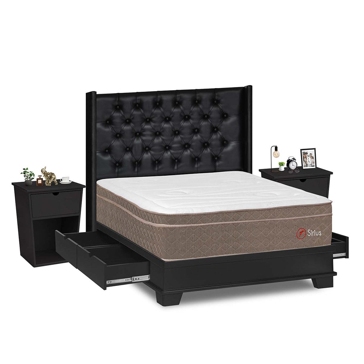 DORMITORIO CON CAJONES FORLI SIRIUS QUEEN + VELADORES - 2