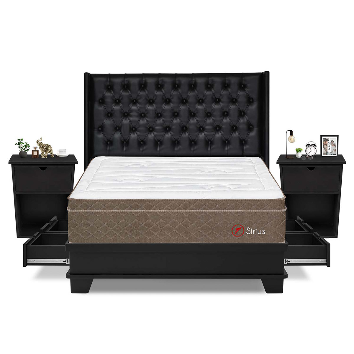 DORMITORIO CON CAJONES FORLI SIRIUS KING + VELADORES - 1