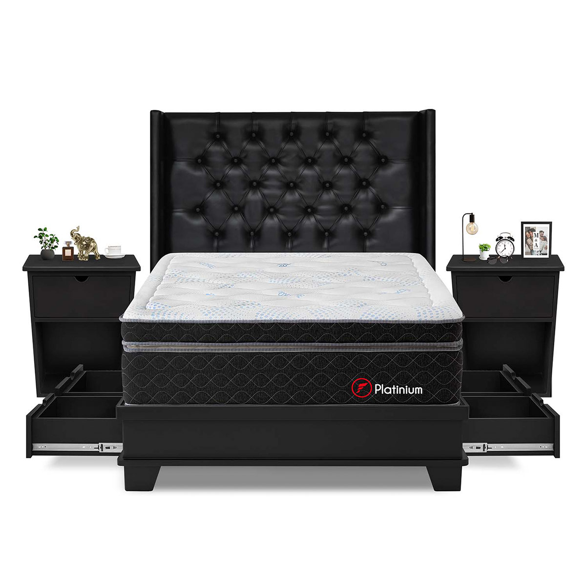 DORMITORIO CON CAJONES + VELADORES FORLI PLATINIUM 2 PLAZAS - 1