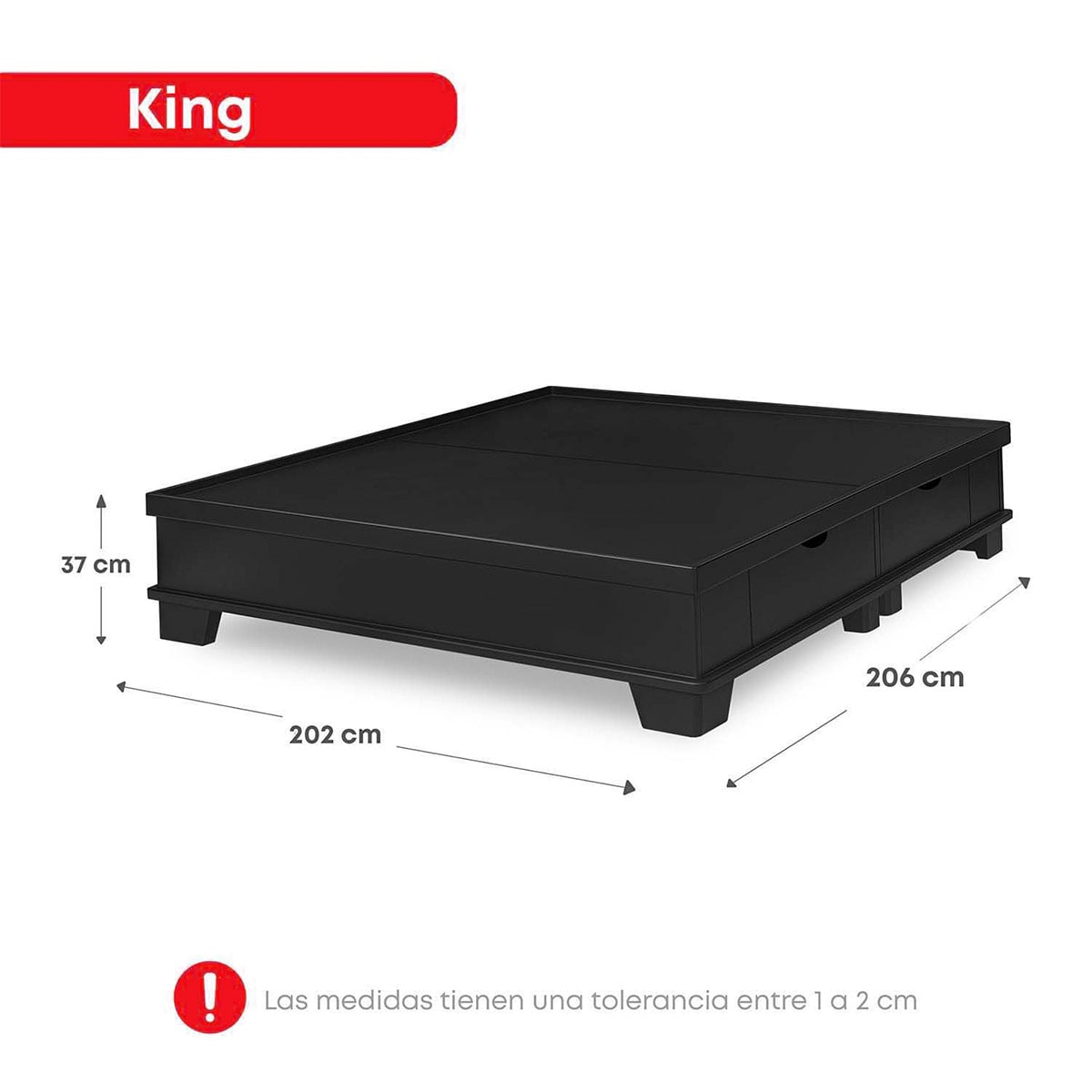 CAMA BOXET FORLI LAQUEADO CON CAJONES KING AMERICANO - 4