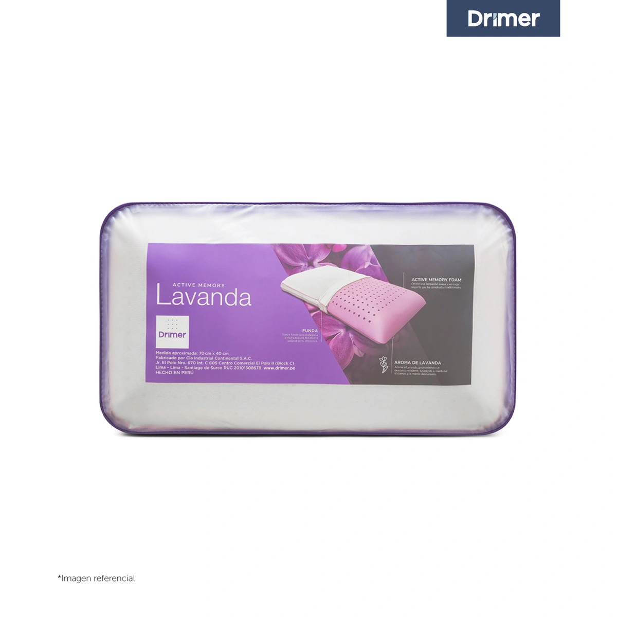 ALMOHADA DRIMER ACTIVE MEMORY AROMA LAVANDA 70X40 CM - 2