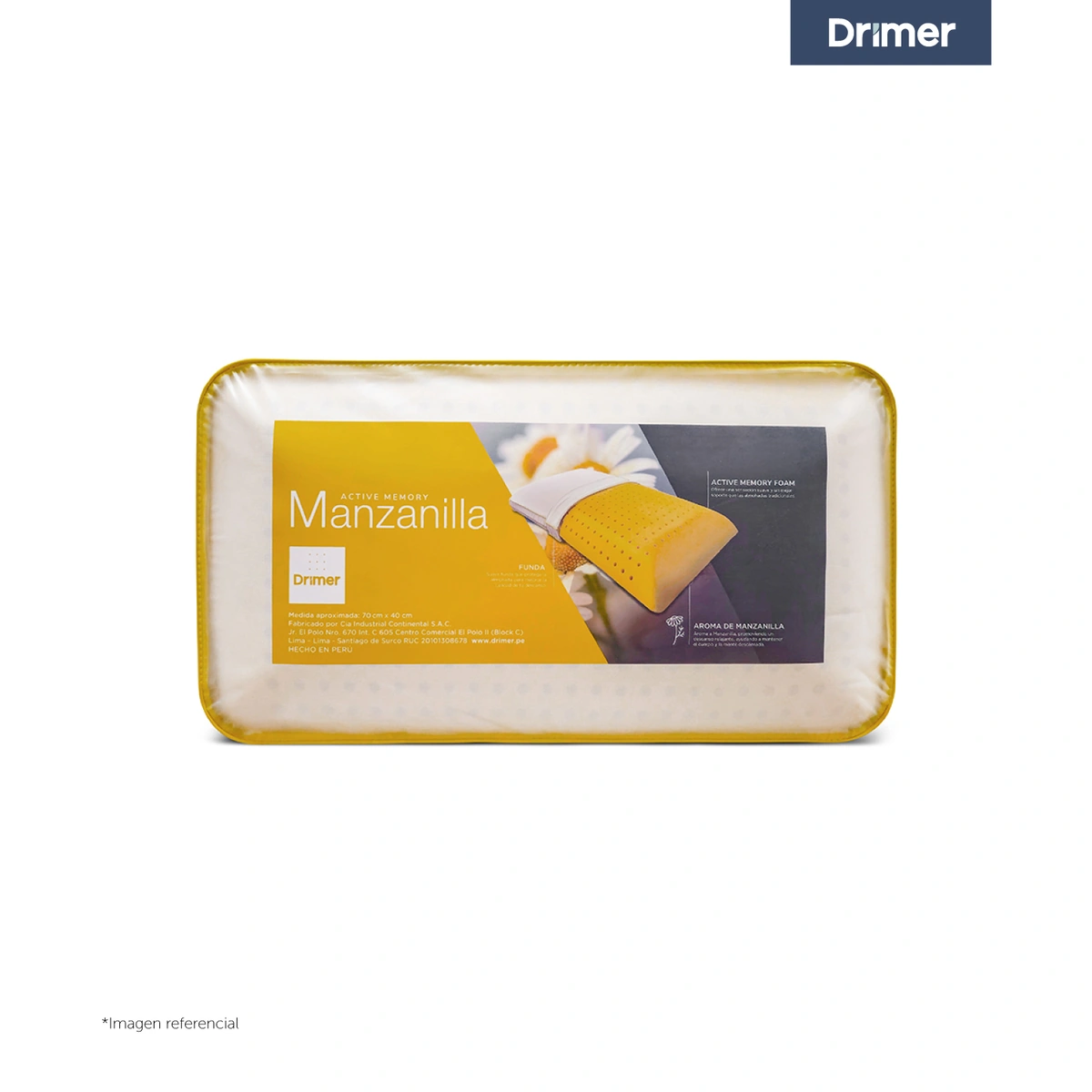 ALMOHADA DRIMER ACTIVE MEMORY AROMA MANZANILLA 70X40 CM - 2