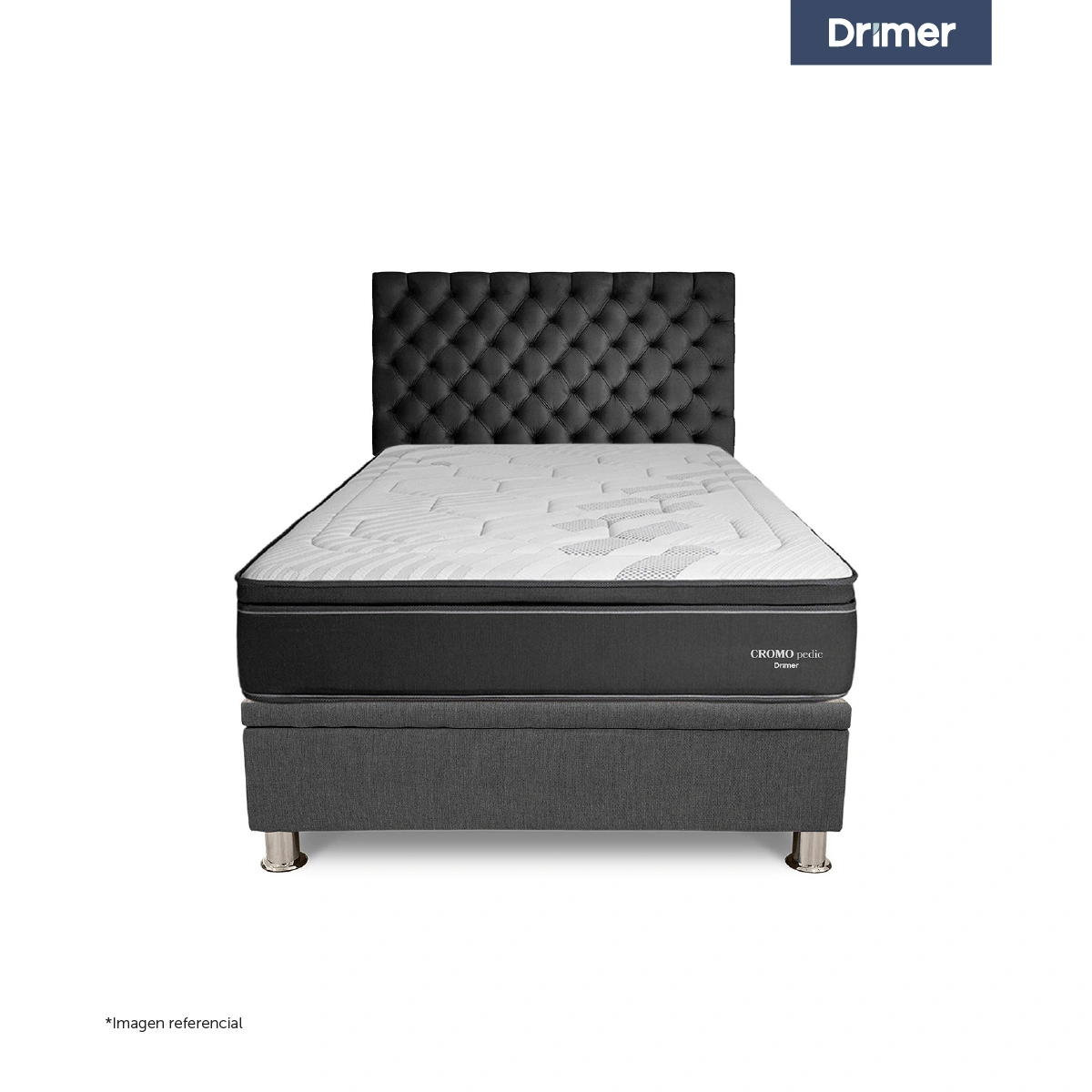 DORMITORIO BOXET DRIMER CROMOPEDIC QUEEN GRIS - 2