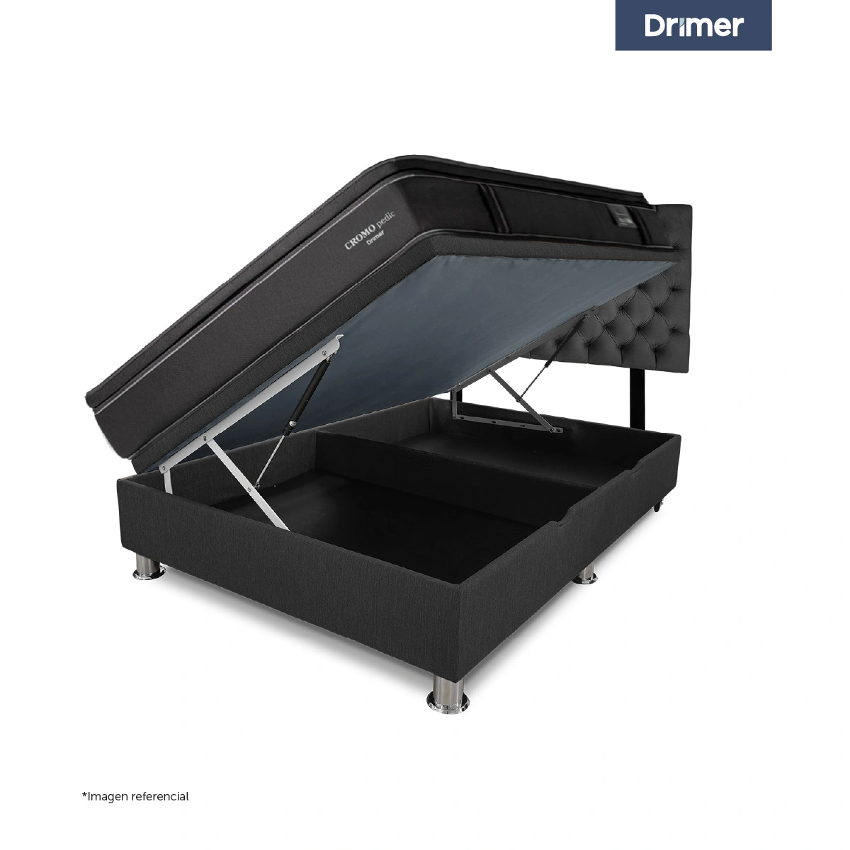 DORMITORIO BOXET DRIMER CROMOPEDIC QUEEN GRIS - 3