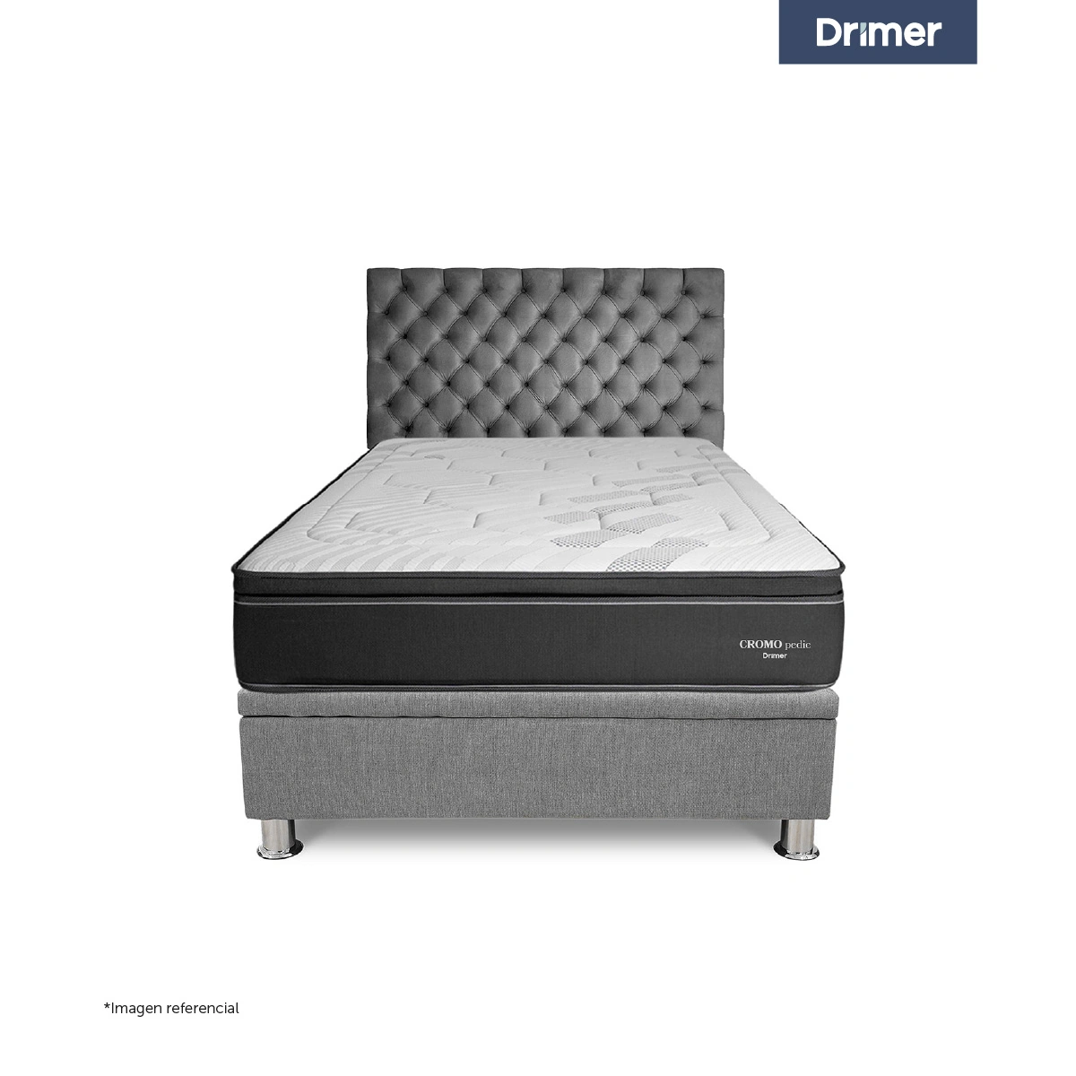 DORMITORIO BOXET DRIMER CROMOPEDIC QUEEN GRIS - 2