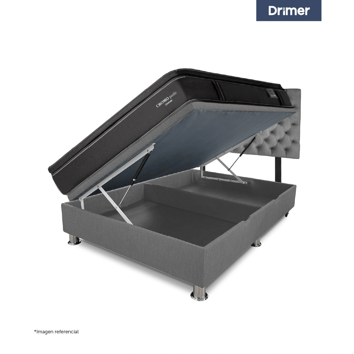 DORMITORIO BOXET DRIMER CROMOPEDIC QUEEN GRIS - 3