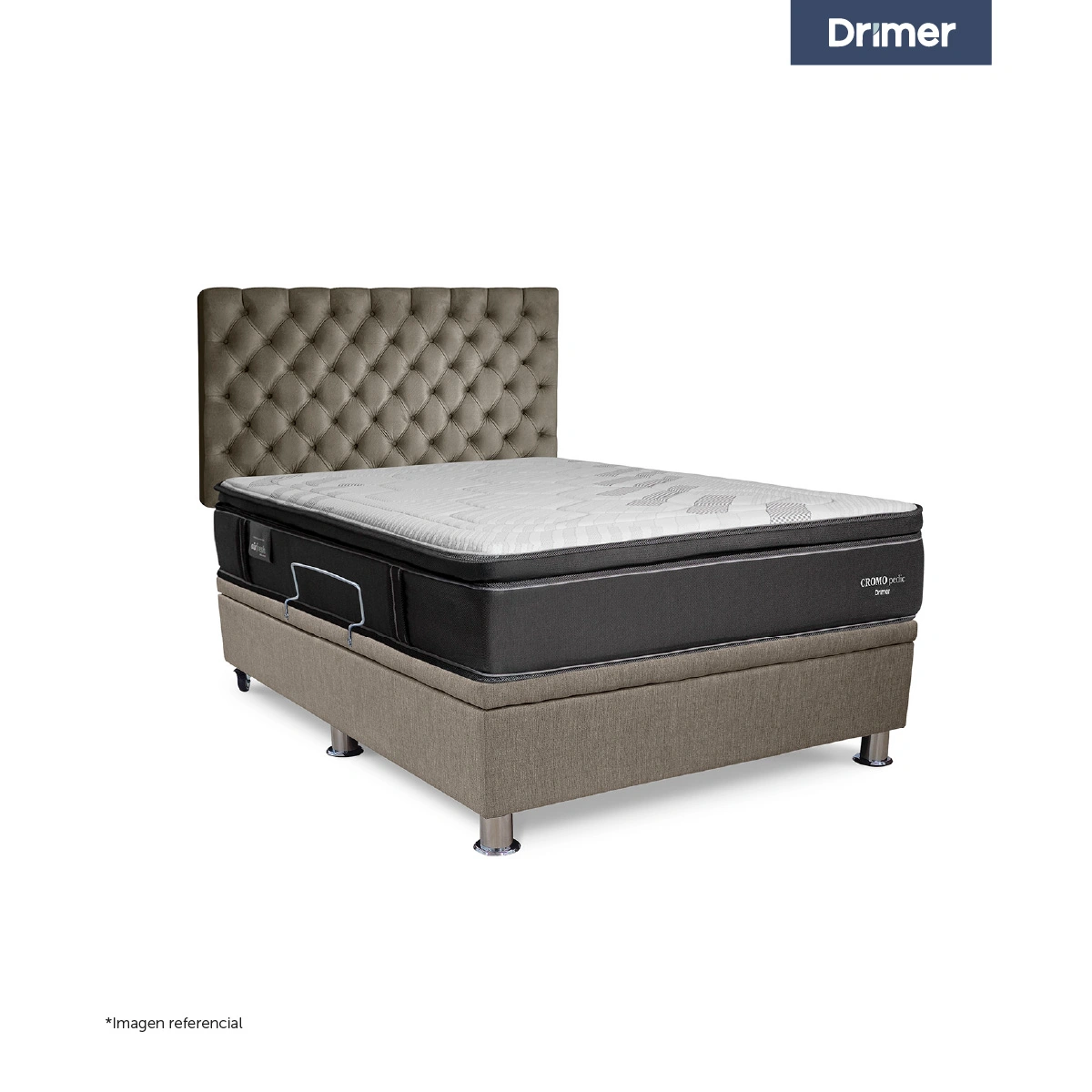 DORMITORIO BOXET DRIMER CROMOPEDIC 1.5 PLAZAS GRIS - 1