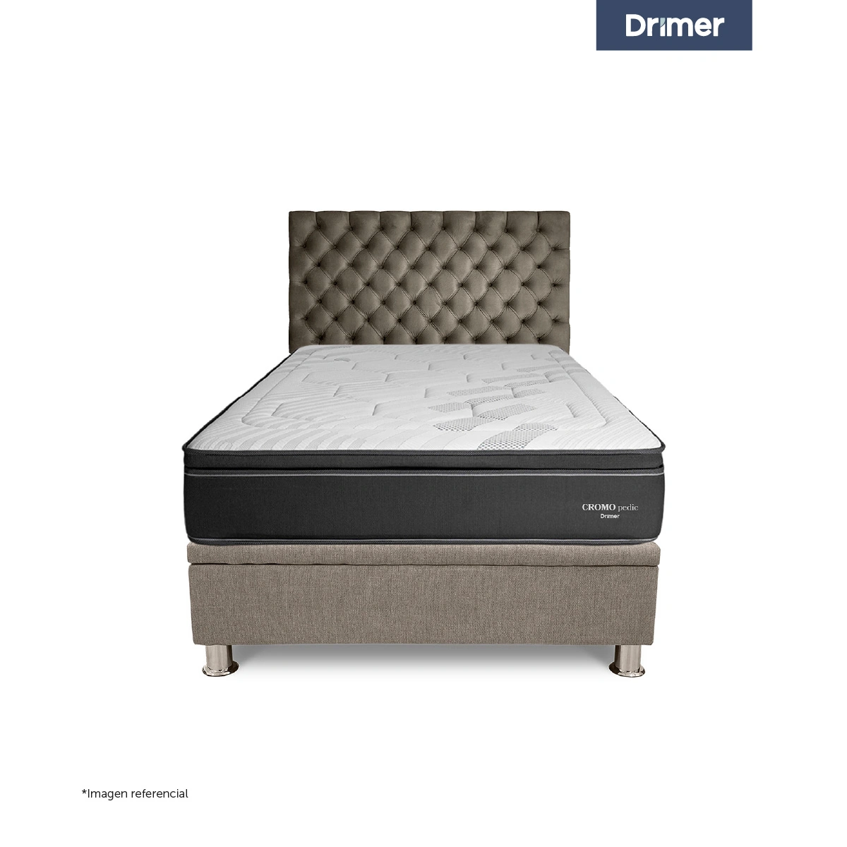 DORMITORIO BOXET DRIMER CROMOPEDIC 1.5 PLAZAS GRIS - 2