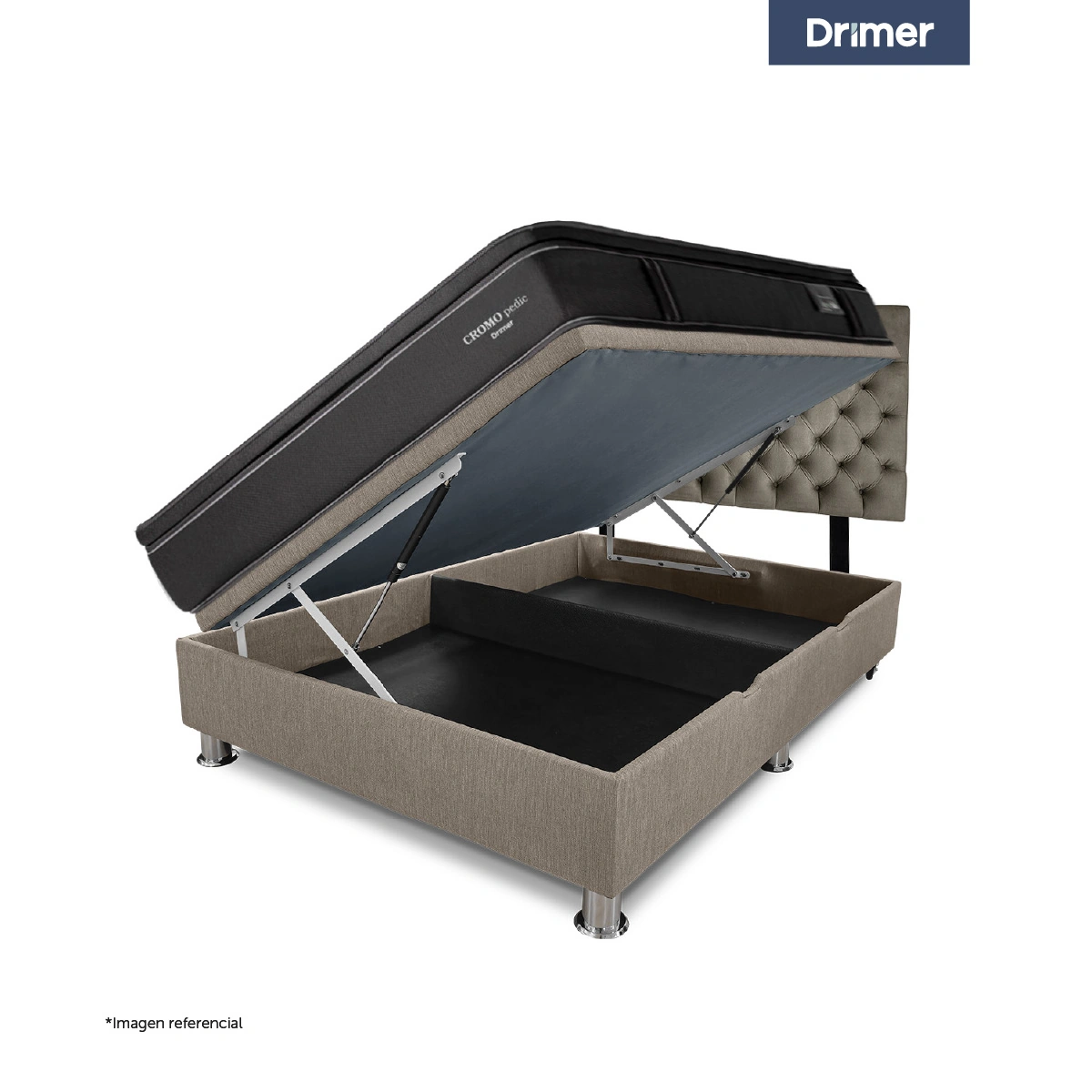 DORMITORIO BOXET DRIMER CROMOPEDIC 1.5 PLAZAS GRIS - 3