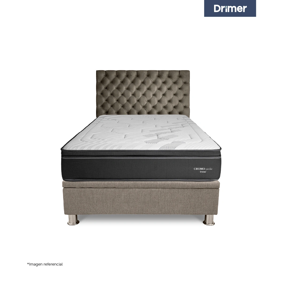 DORMITORIO BOXET DRIMER CROMOPEDIC QUEEN GRIS - 2