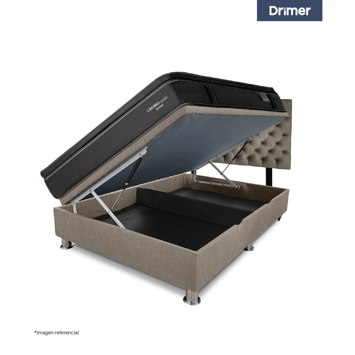 DORMITORIO BOXET DRIMER CROMOPEDIC QUEEN GRIS - 3