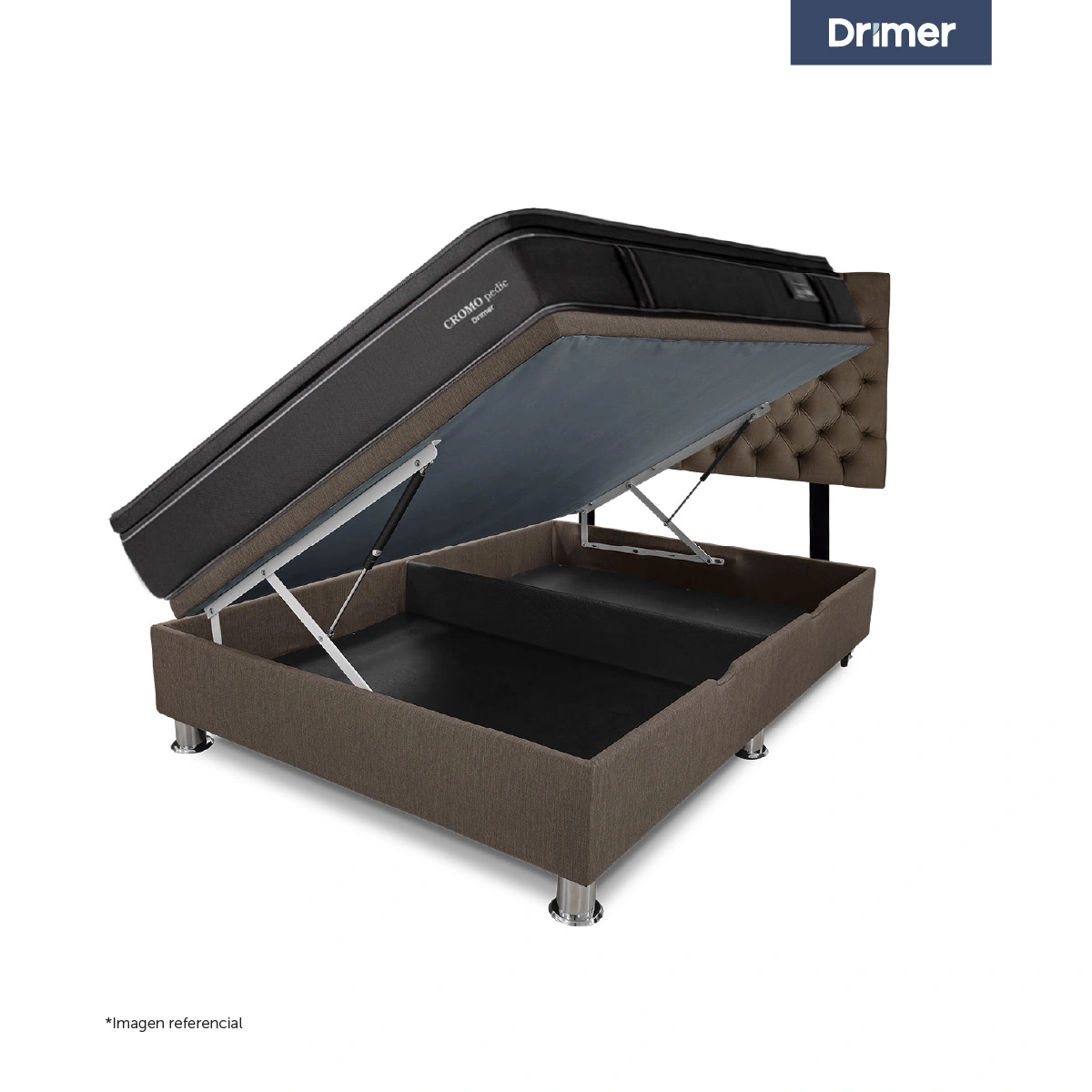 DORMITORIO BOXET DRIMER CROMOPEDIC QUEEN GRIS - 3