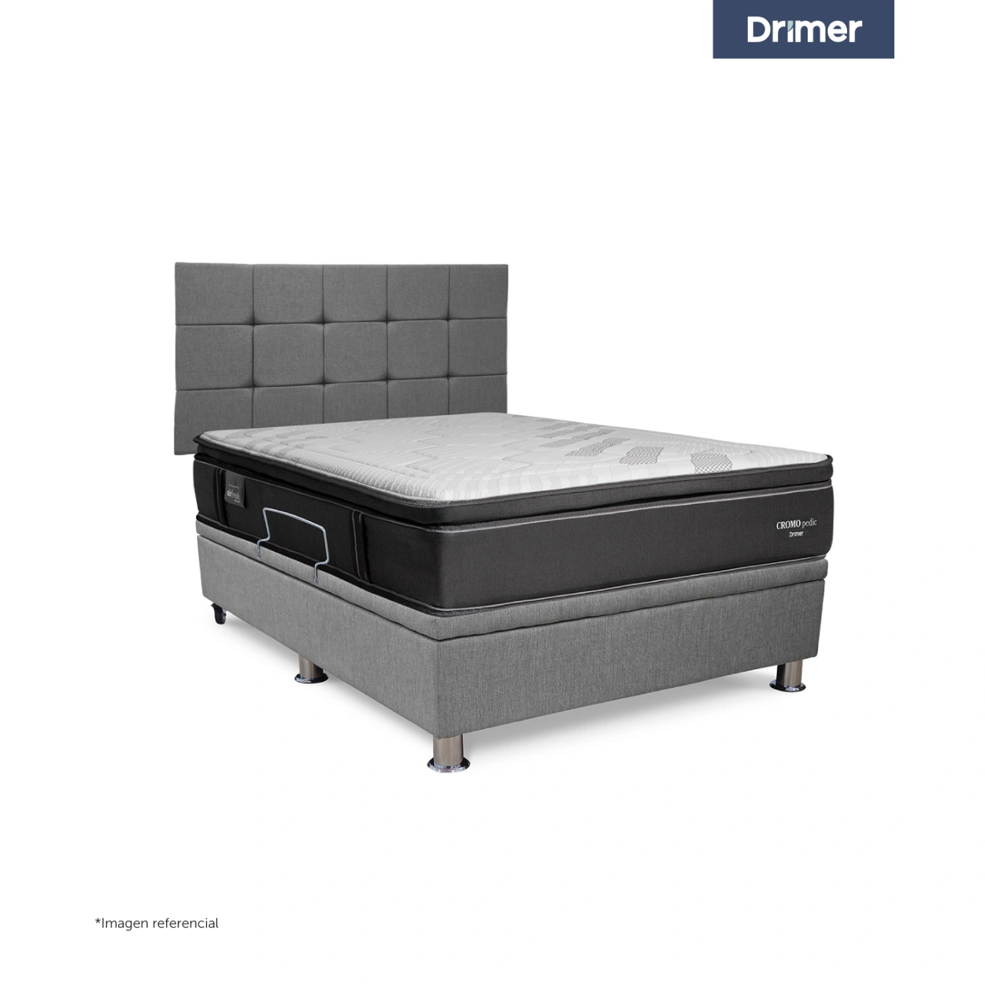 DORMITORIO BOXET DRIMER CROMOPEDIC 1.5 PLAZAS GRIS - 1