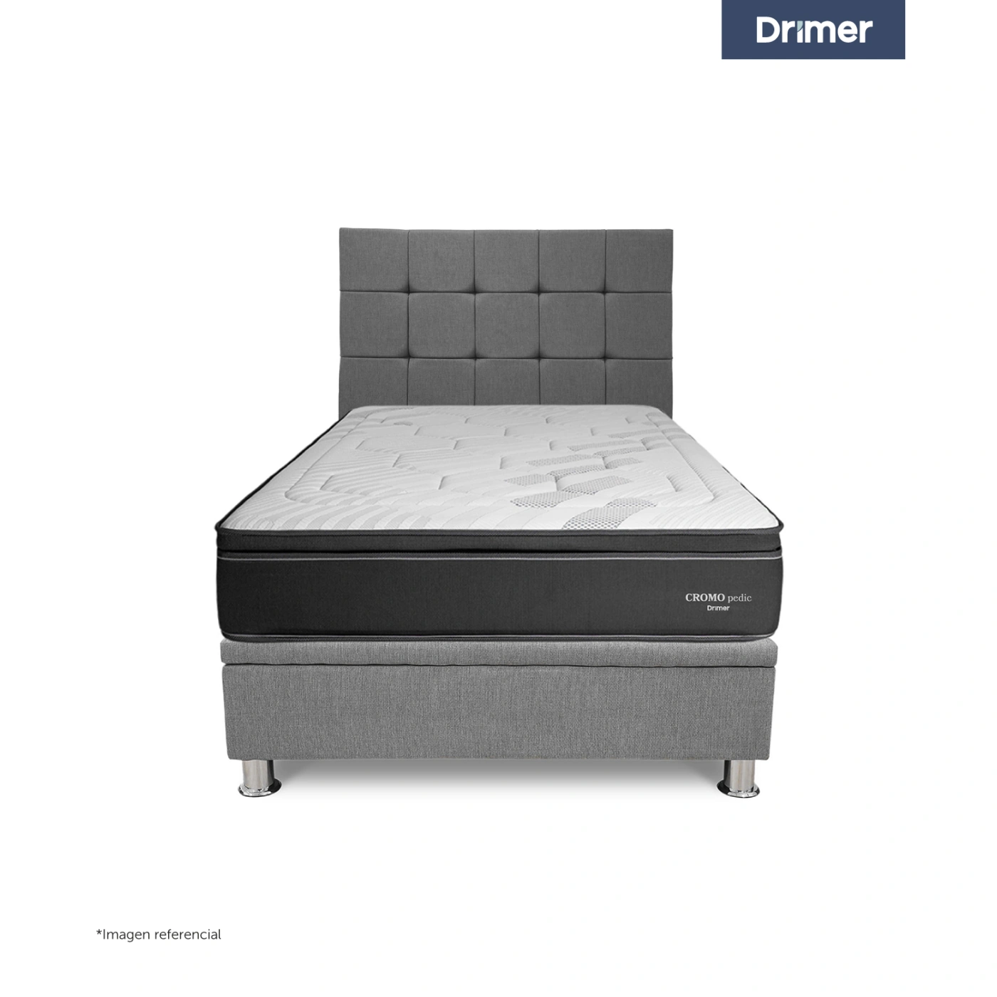 DORMITORIO BOXET DRIMER CROMOPEDIC 1.5 PLAZAS GRIS - 2