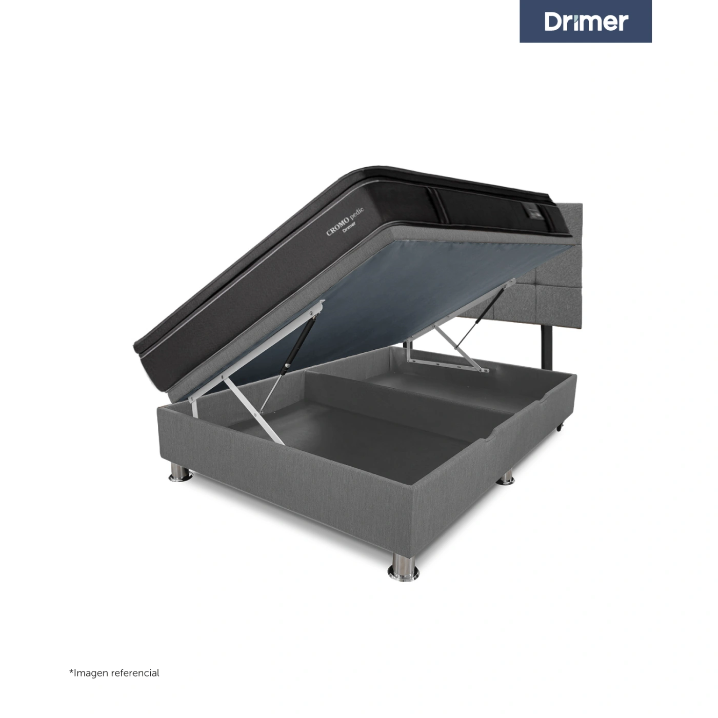 DORMITORIO BOXET DRIMER CROMOPEDIC QUEEN GRIS - 3