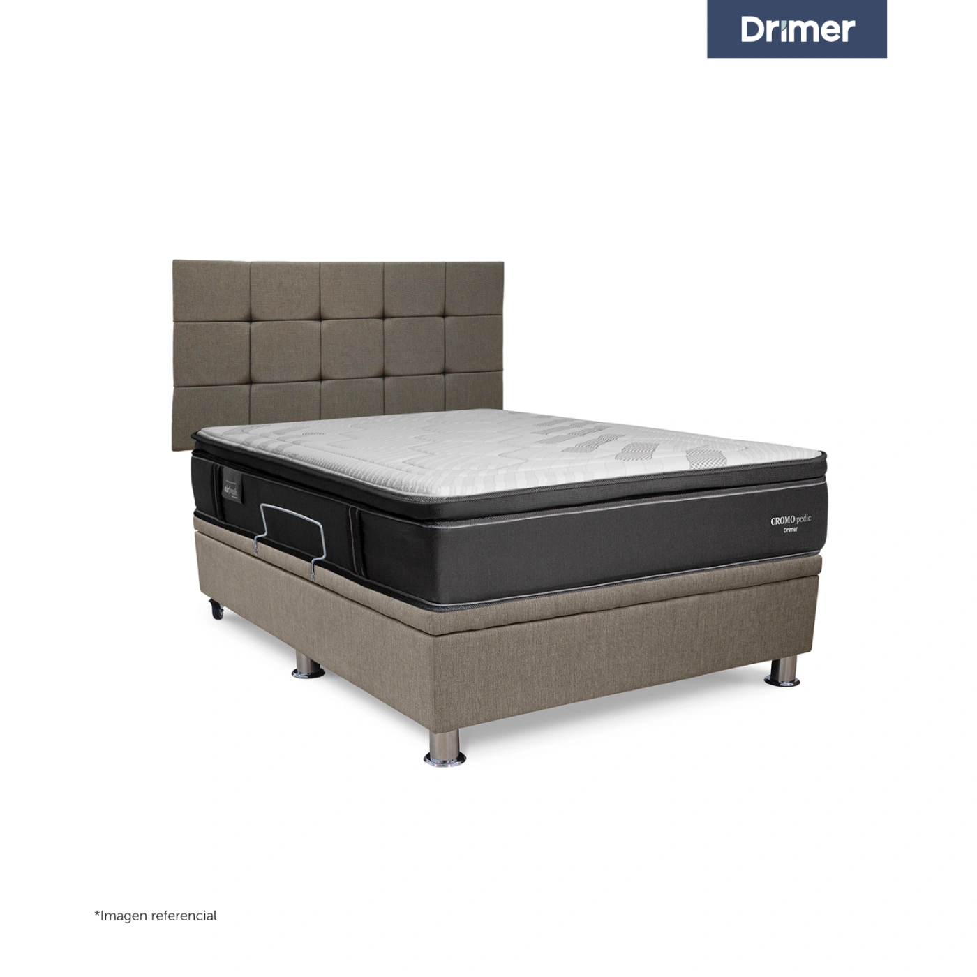 DORMITORIO BOXET DRIMER CROMOPEDIC 1.5 PLAZAS GRIS - 1