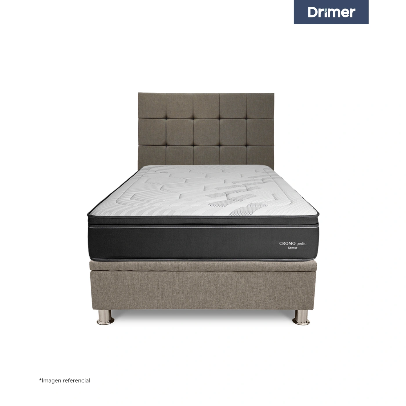 DORMITORIO BOXET DRIMER CROMOPEDIC 1.5 PLAZAS GRIS - 2