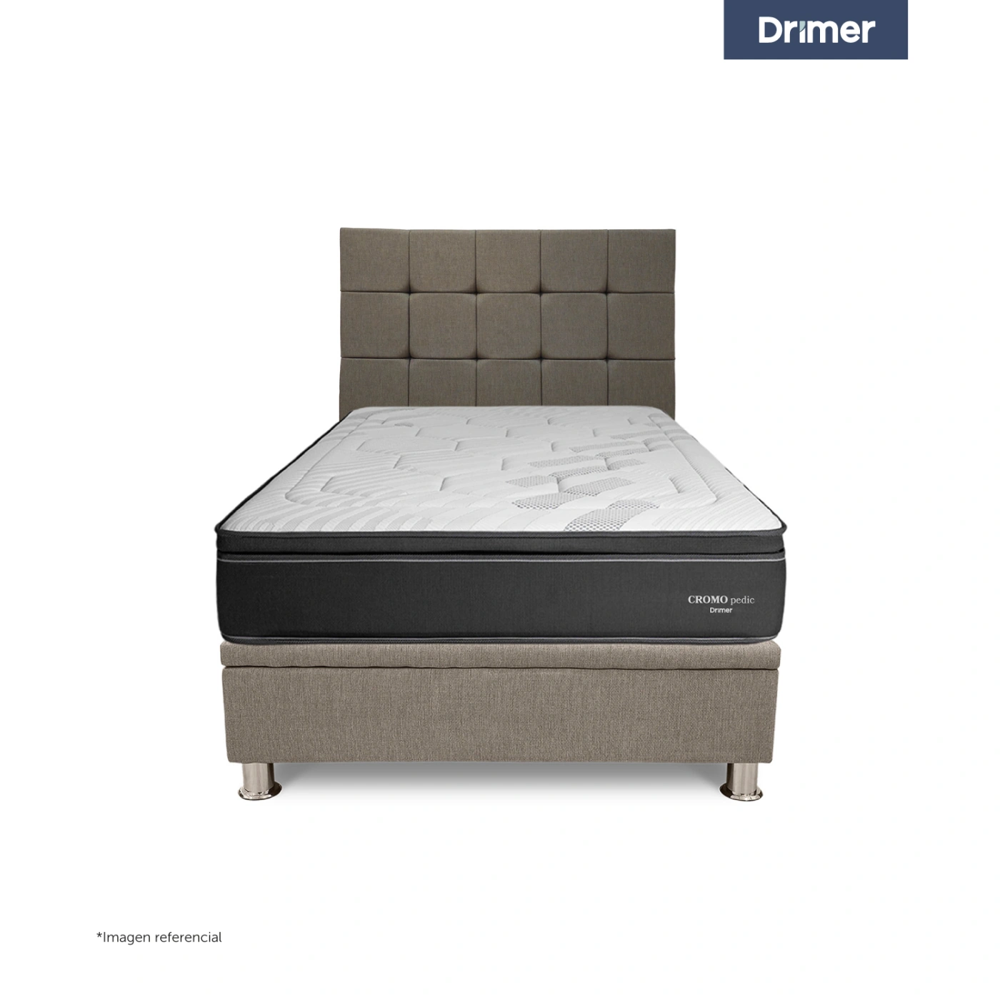 DORMITORIO BOXET DRIMER CROMOPEDIC QUEEN GRIS - 2