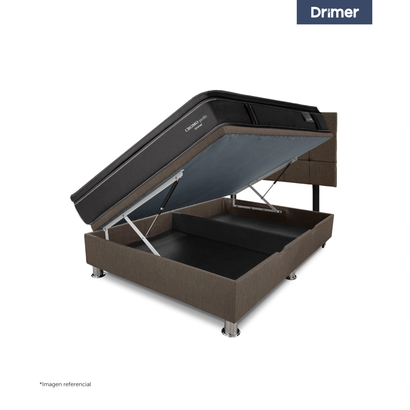 DORMITORIO BOXET DRIMER CROMOPEDIC QUEEN GRIS - 3
