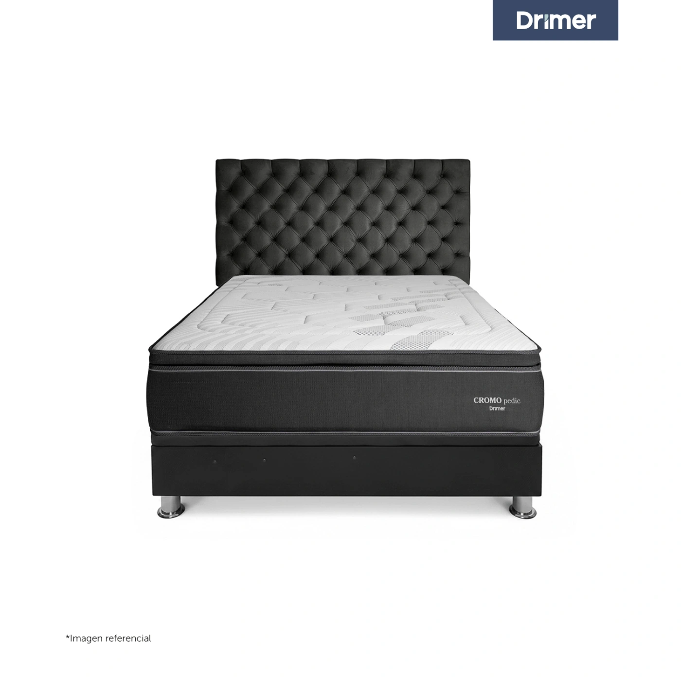 DORMITORIO BOXET DRIMER CROMOPEDIC 1.5 PLAZAS GRIS - 2