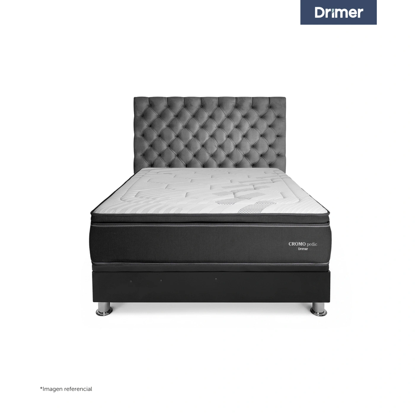 DORMITORIO BOXET DRIMER CROMOPEDIC QUEEN GRIS - 2
