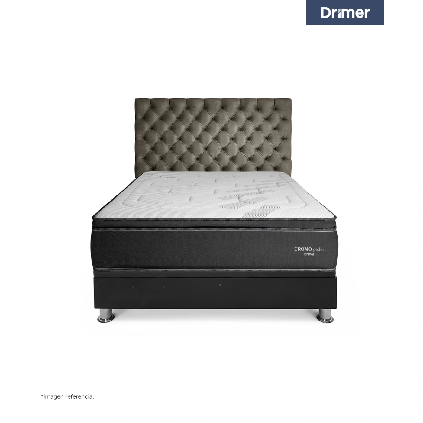 DORMITORIO BOXET DRIMER CROMOPEDIC QUEEN GRIS - 2