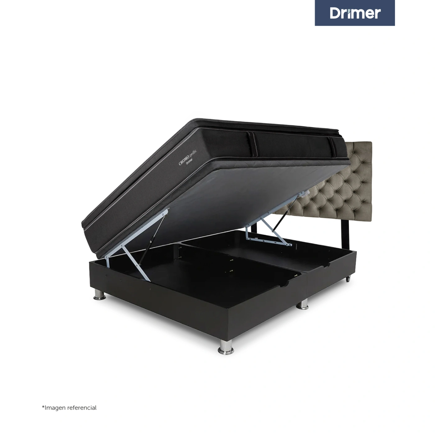DORMITORIO BOXET DRIMER CROMOPEDIC QUEEN GRIS - 3
