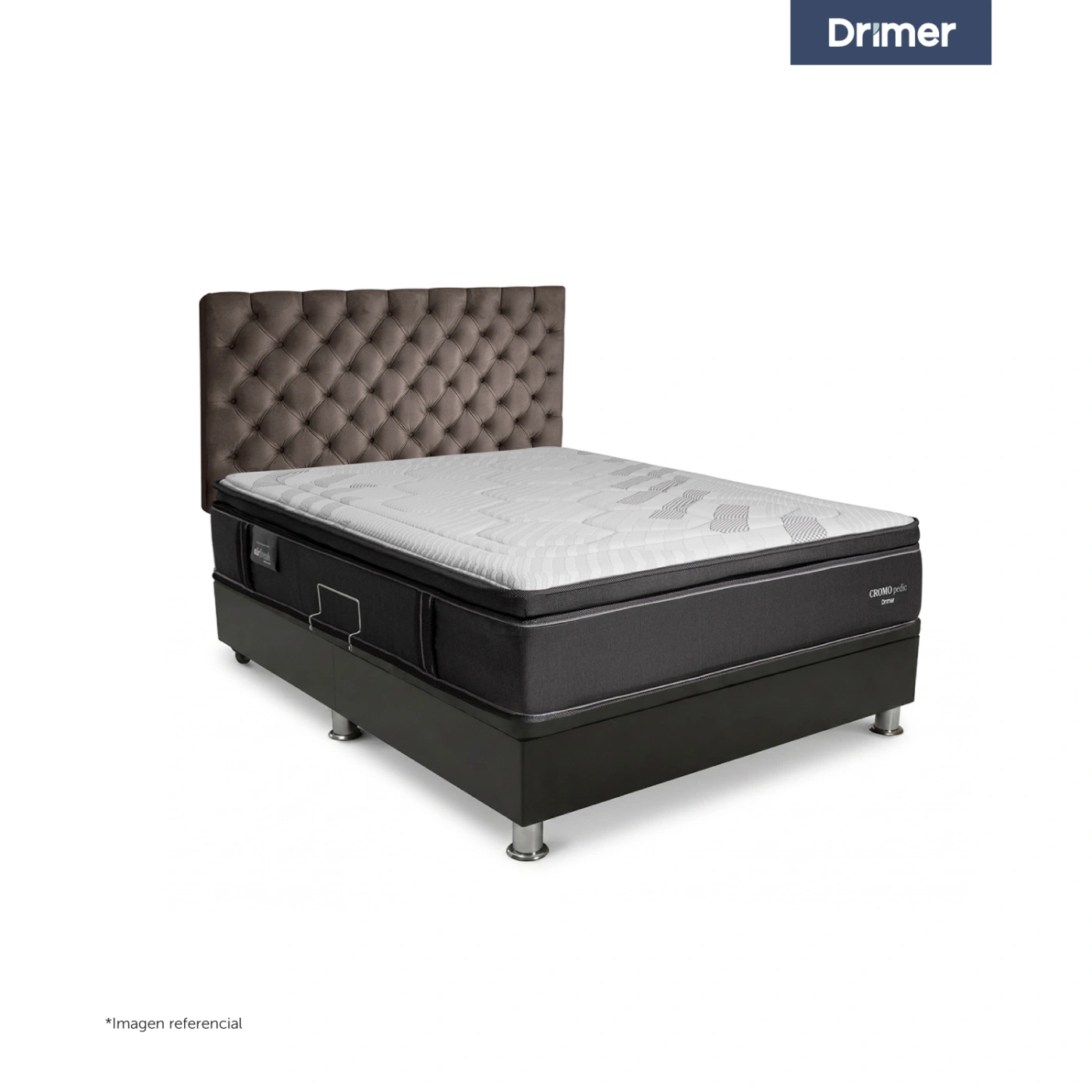 DORMITORIO BOXET DRIMER CROMOPEDIC 1.5 PLAZAS GRIS - 1