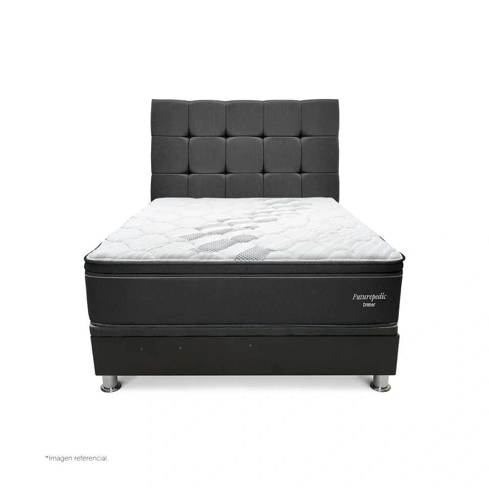 DORMITORIO BOXET DRIMER CROMOPEDIC QUEEN GRIS - 2