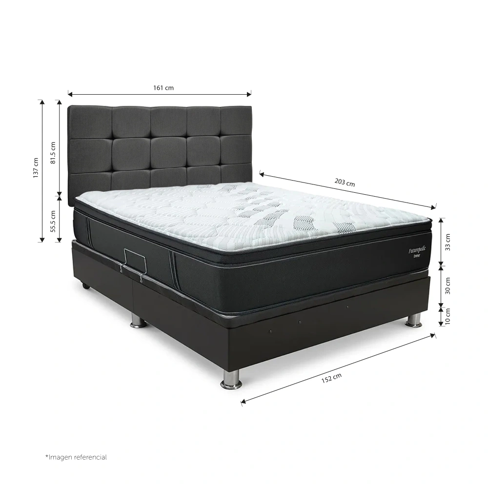 DORMITORIO BOXET DRIMER CROMOPEDIC QUEEN GRIS - 3