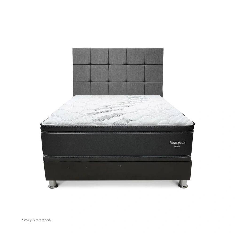 DORMITORIO BOXET DRIMER CROMOPEDIC QUEEN GRIS - 2