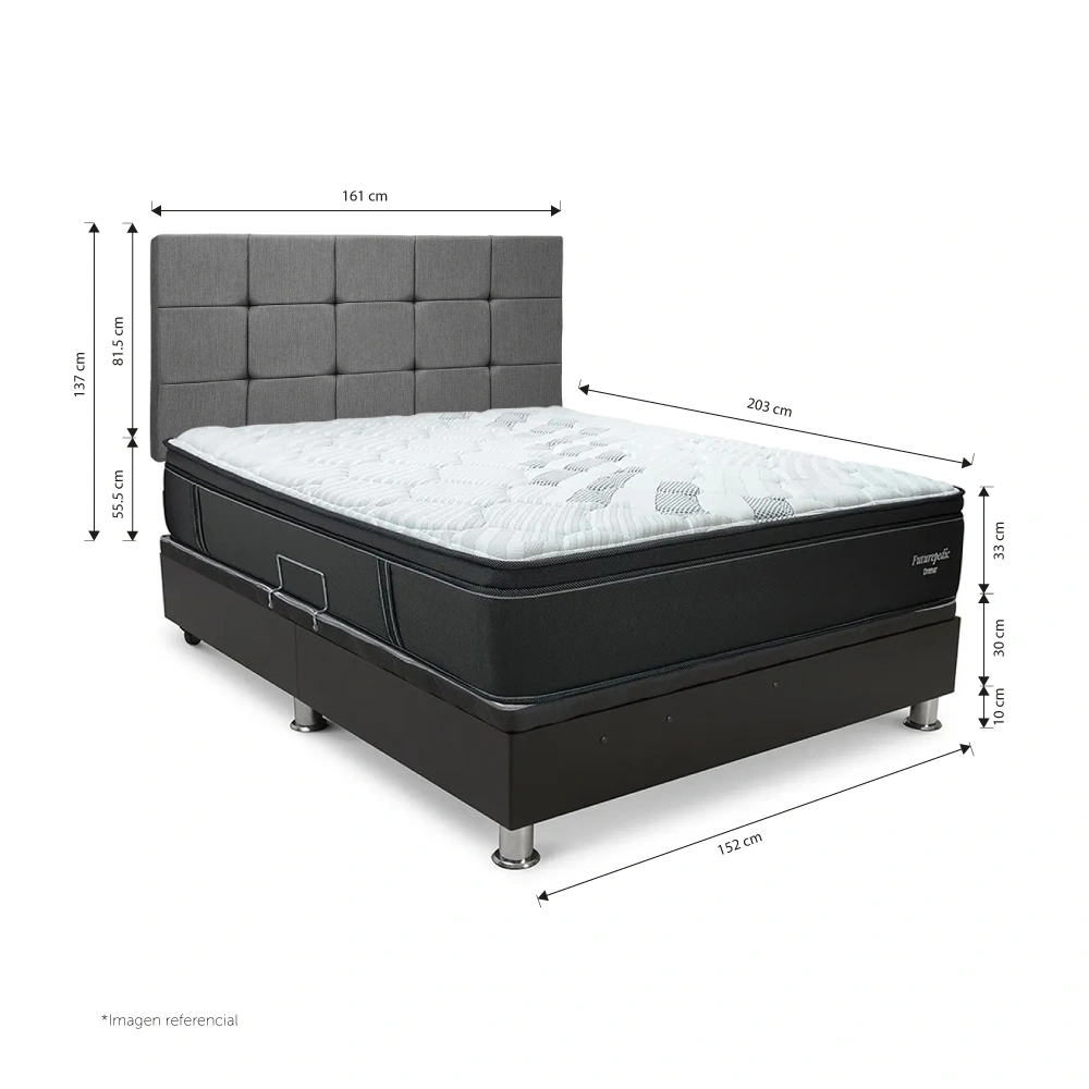DORMITORIO BOXET DRIMER CROMOPEDIC QUEEN GRIS - 3