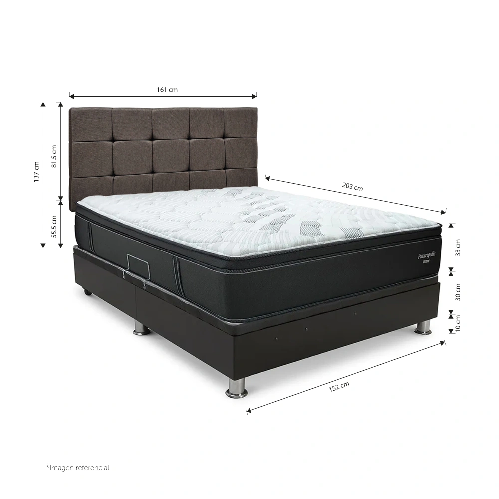 DORMITORIO BOXET DRIMER CROMOPEDIC QUEEN GRIS - 3
