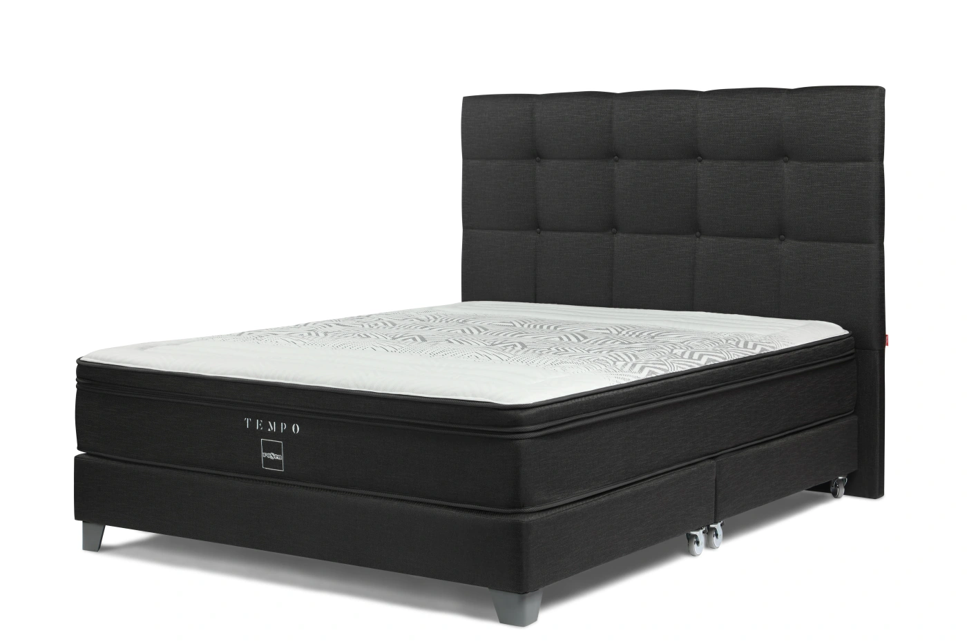 DORMITORIO ROSEN TEMPO QUEEN ISSEY GRAFITO + 2 VELADORES + 2 ALMOHADAS MEMORY MAX - 3