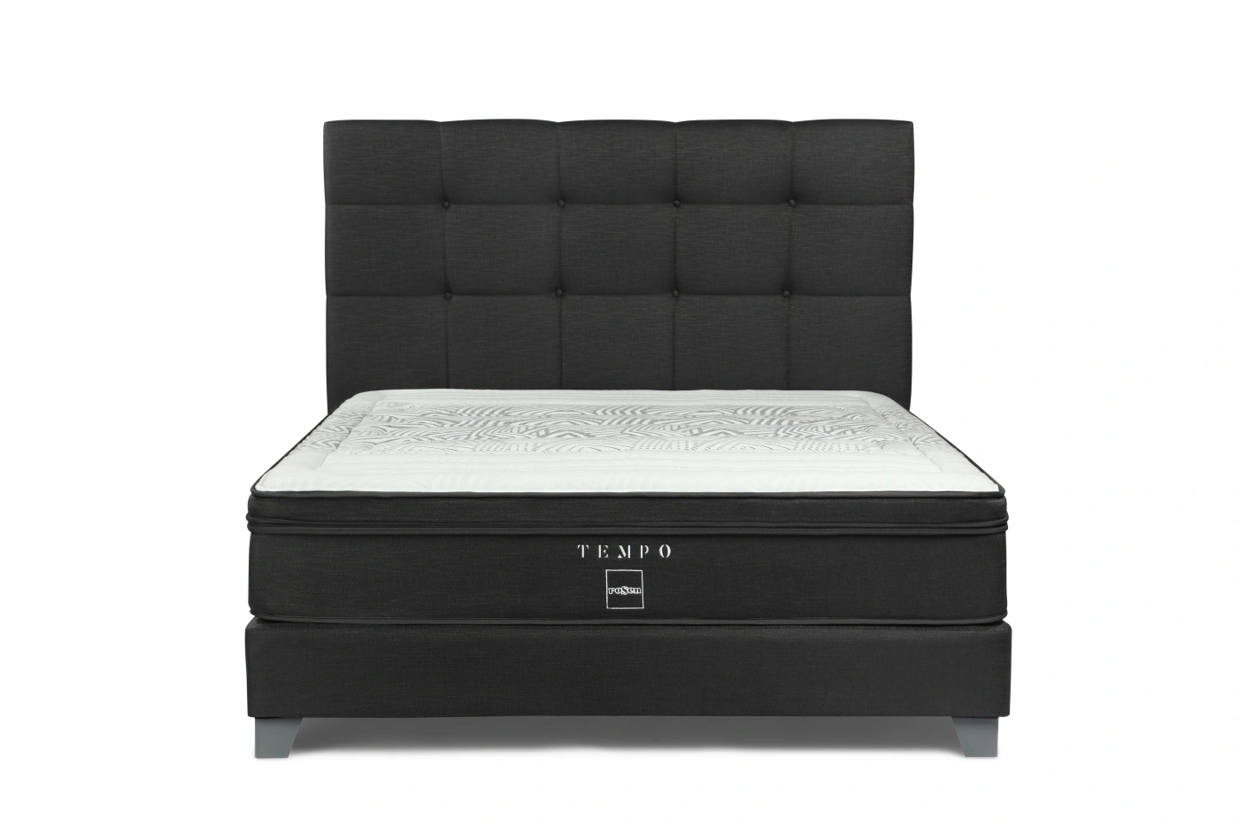 DORMITORIO ROSEN TEMPO QUEEN ISSEY GRAFITO + 2 VELADORES + 2 ALMOHADAS MEMORY MAX - 6