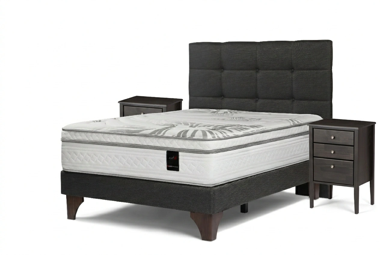 DORMITORIO EUROPEO ROSEN ART 4 2 PLAZAS ISSEY GRAFITO + 2 VELADORES - 1