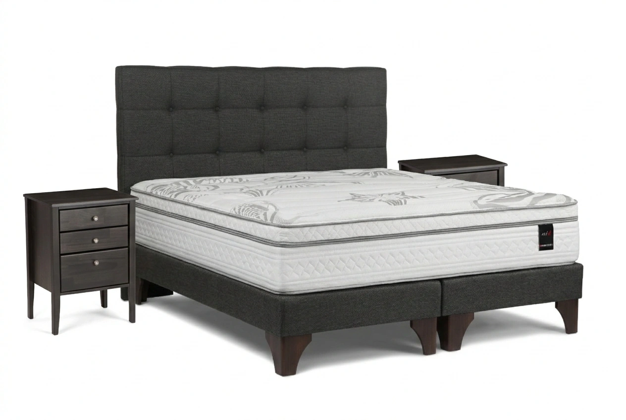 DORMITORIO EUROPEO ROSEN ART 4 QUEEN ISSEY GRAFITO + 2 VELADORES - 1