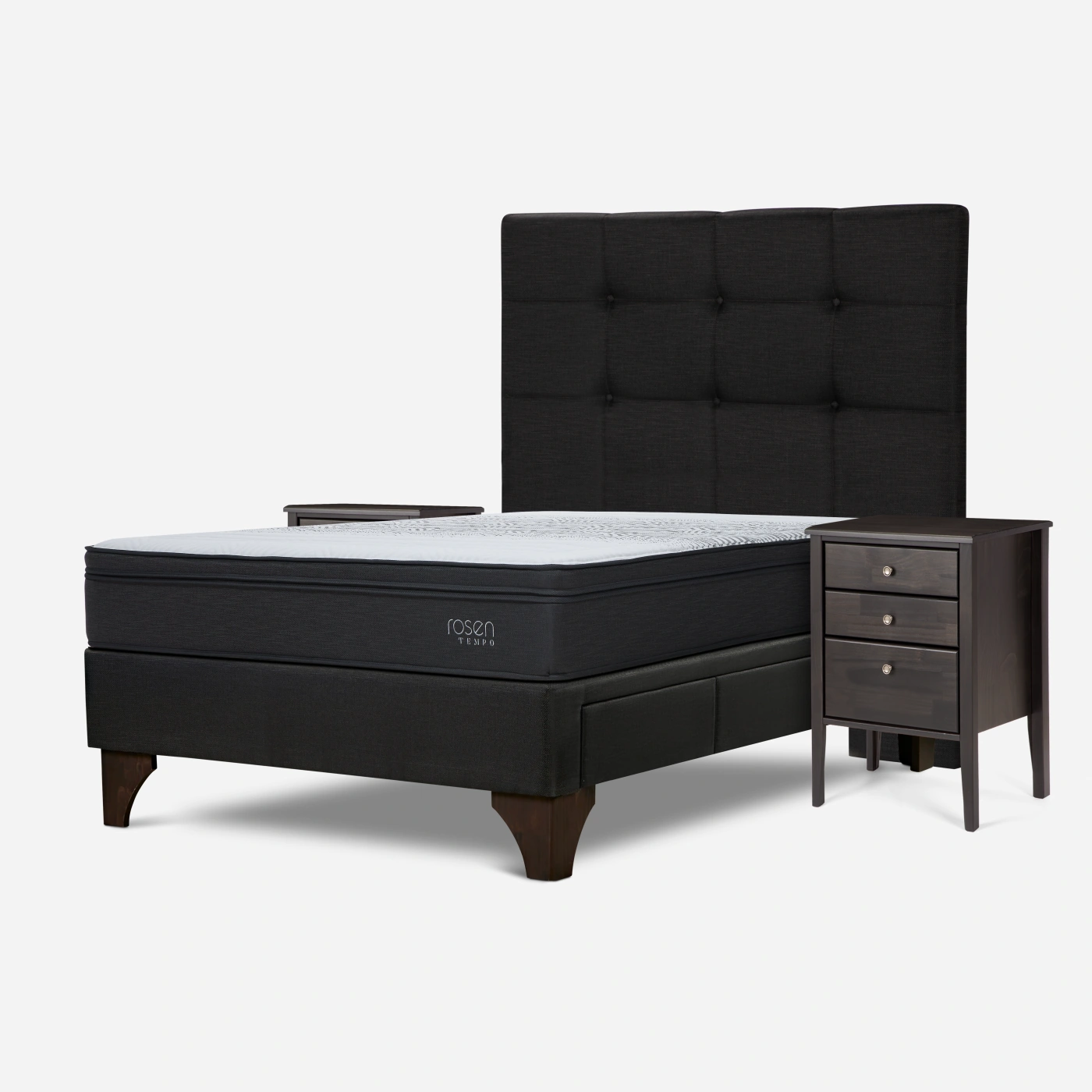 DORMITORIO EUROPEO CON CAJONES ROSEN TEMPO 2 PLAZAS ISSEY GRAFITO - 1