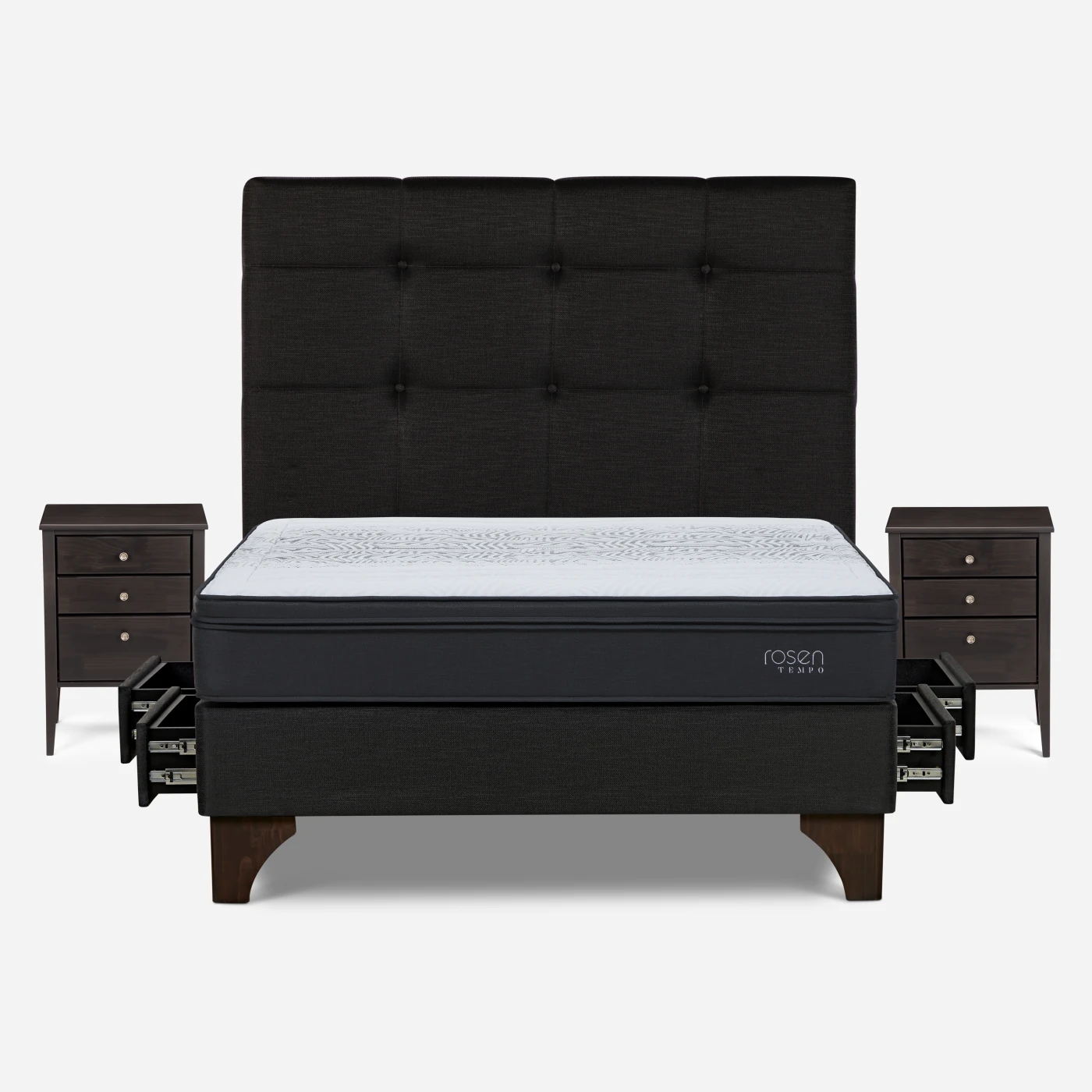 DORMITORIO EUROPEO CON CAJONES ROSEN TEMPO 2 PLAZAS ISSEY GRAFITO - 2