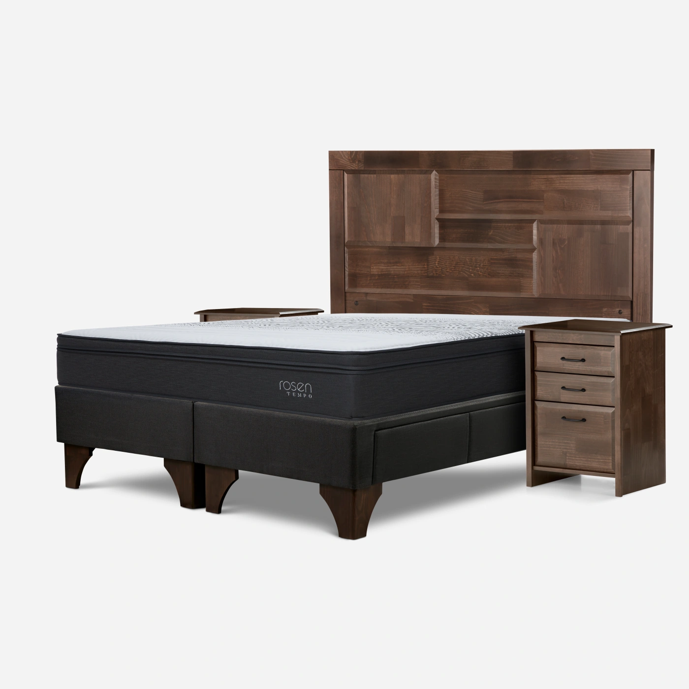 DORMITORIO EUROPEO CON CAJONES ROSEN TEMPO QUEEN DOLCE + 2 VELADORES - 1