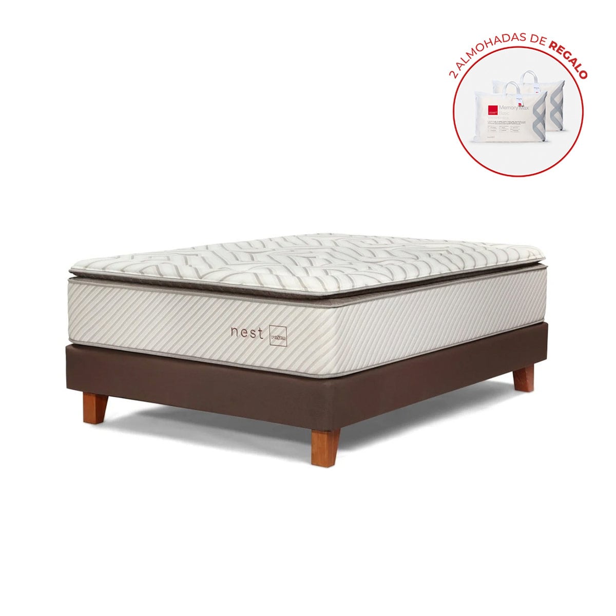 CAMA EUROPEA ROSEN NEST 2 PLAZAS NO APLICA CAJONES MARRÓN - 1