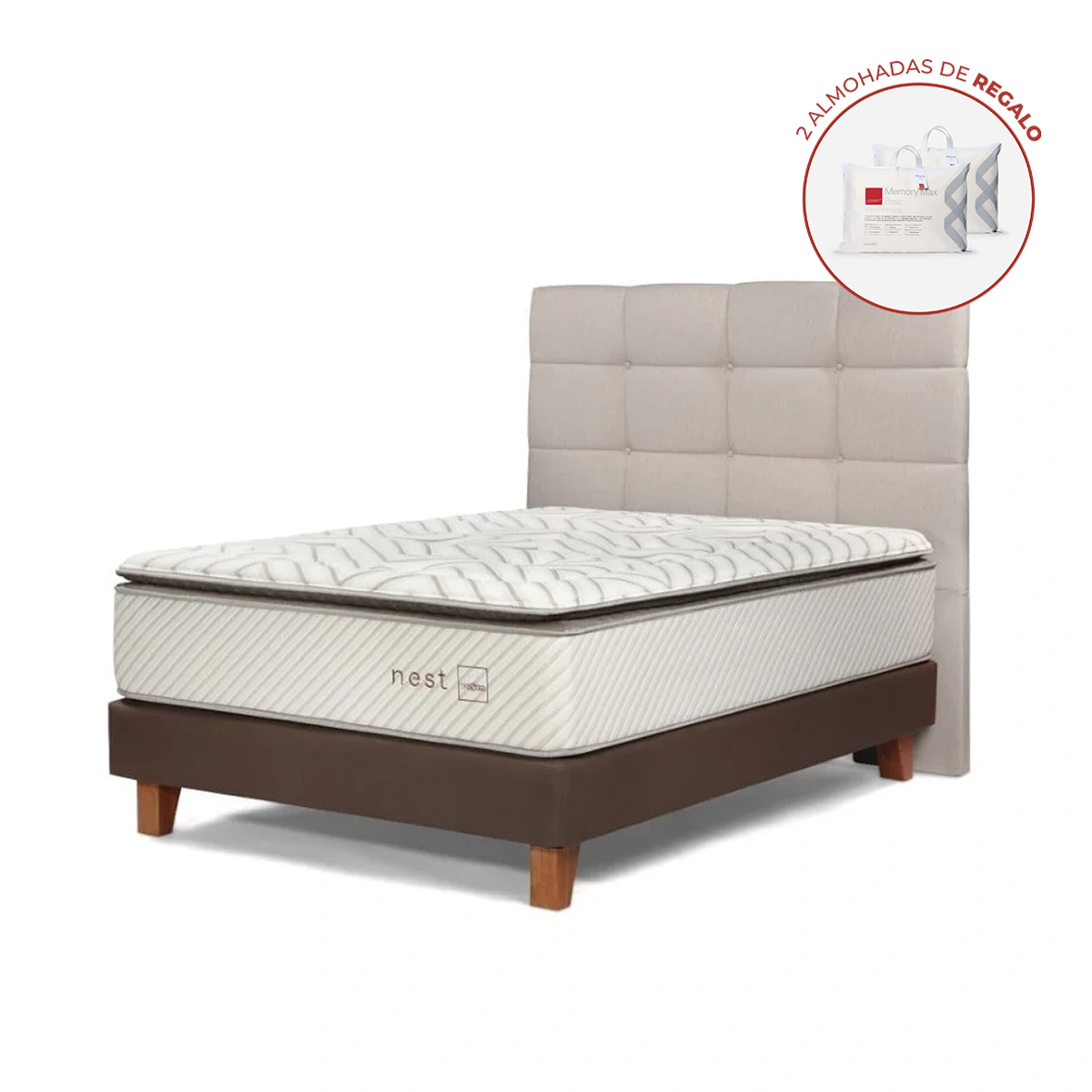 DORMITORIO EUROPEO ROSEN NEST 2 PLAZAS + 2 ALMOHADAS MEMORY MAX - 1