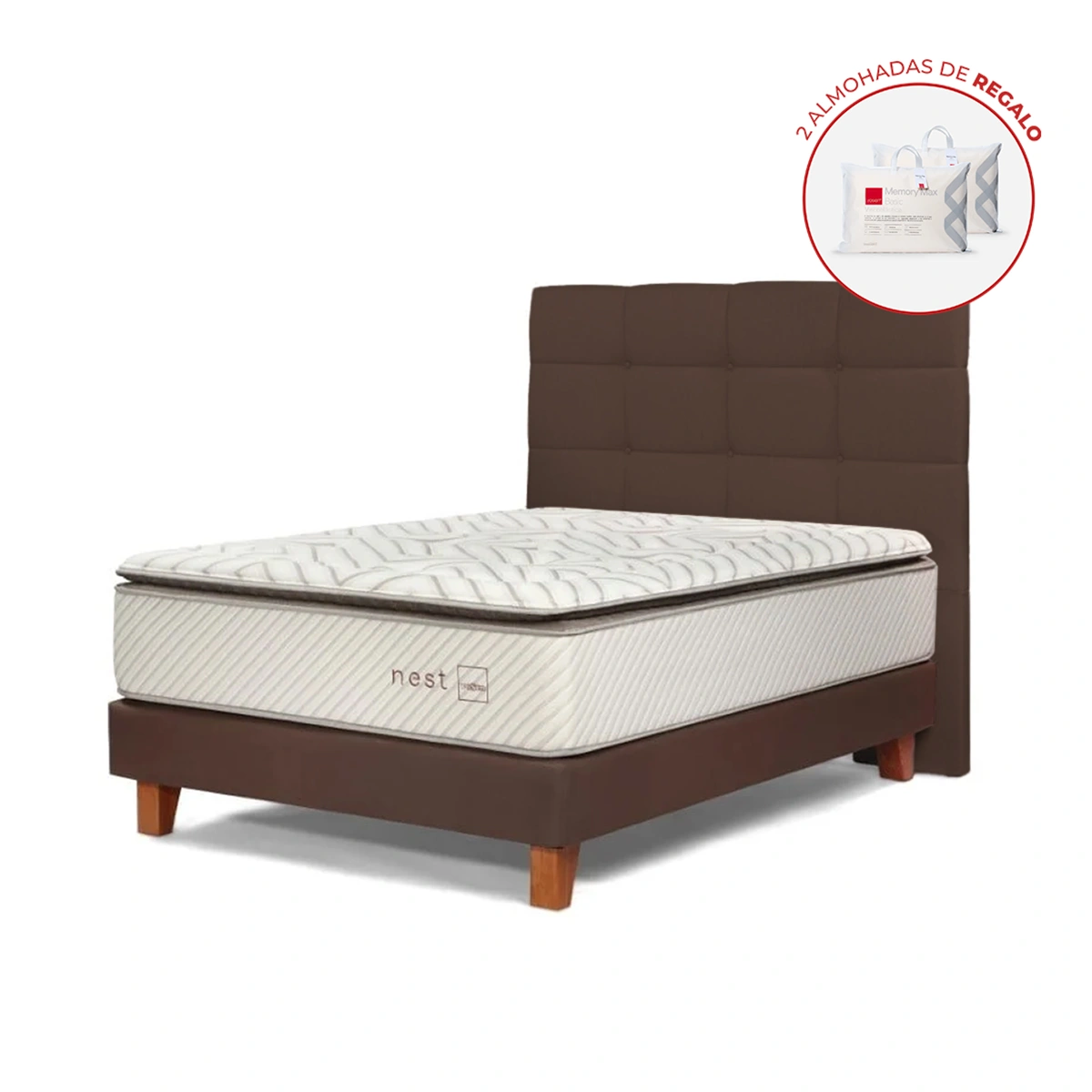 DORMITORIO EUROPEO ROSEN NEST 2 PLAZAS + 2 ALMOHADAS MEMORY MAX - 1