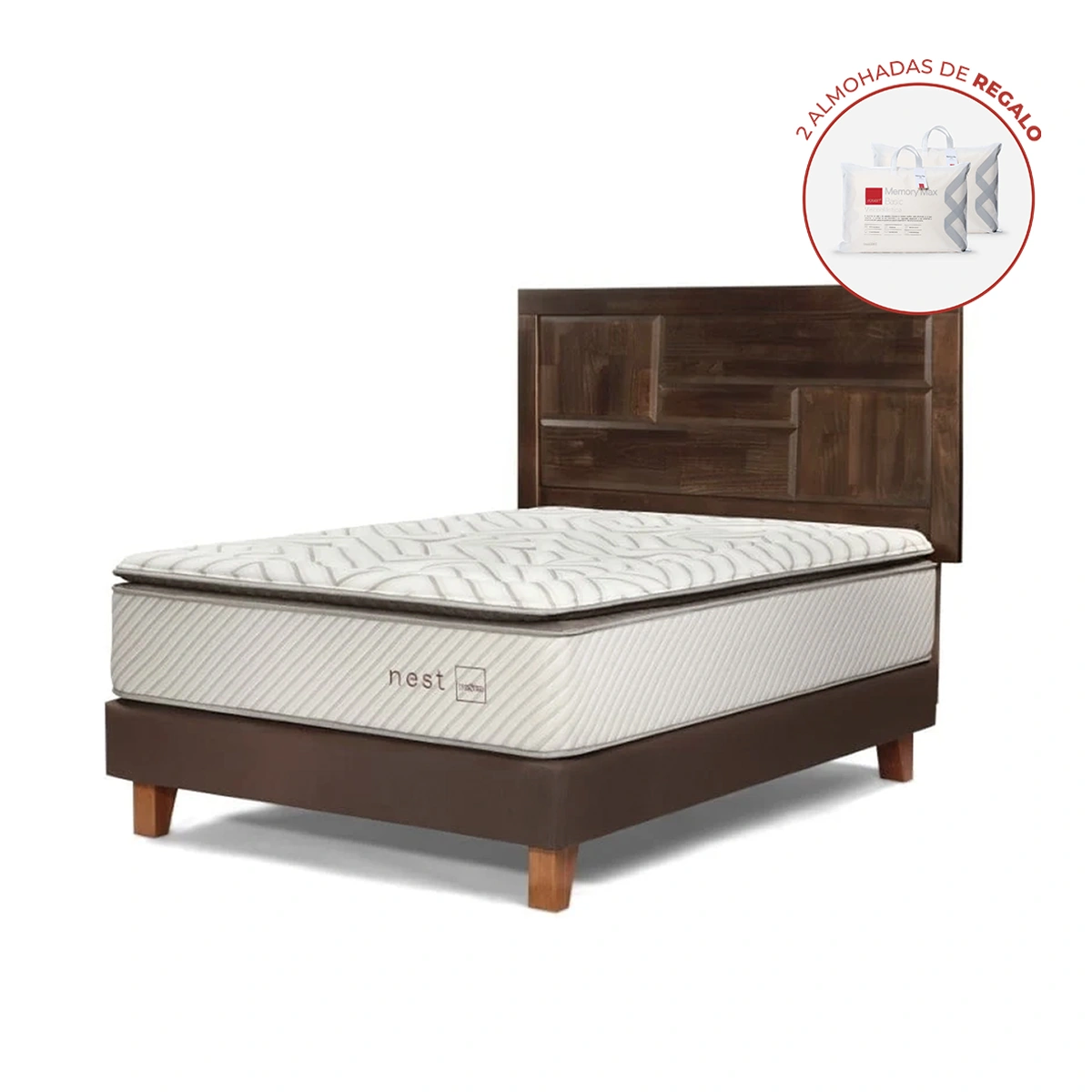 DORMITORIO EUROPEO ROSEN NEST 2 PLAZAS + 2 ALMOHADAS MEMORY MAX - 1
